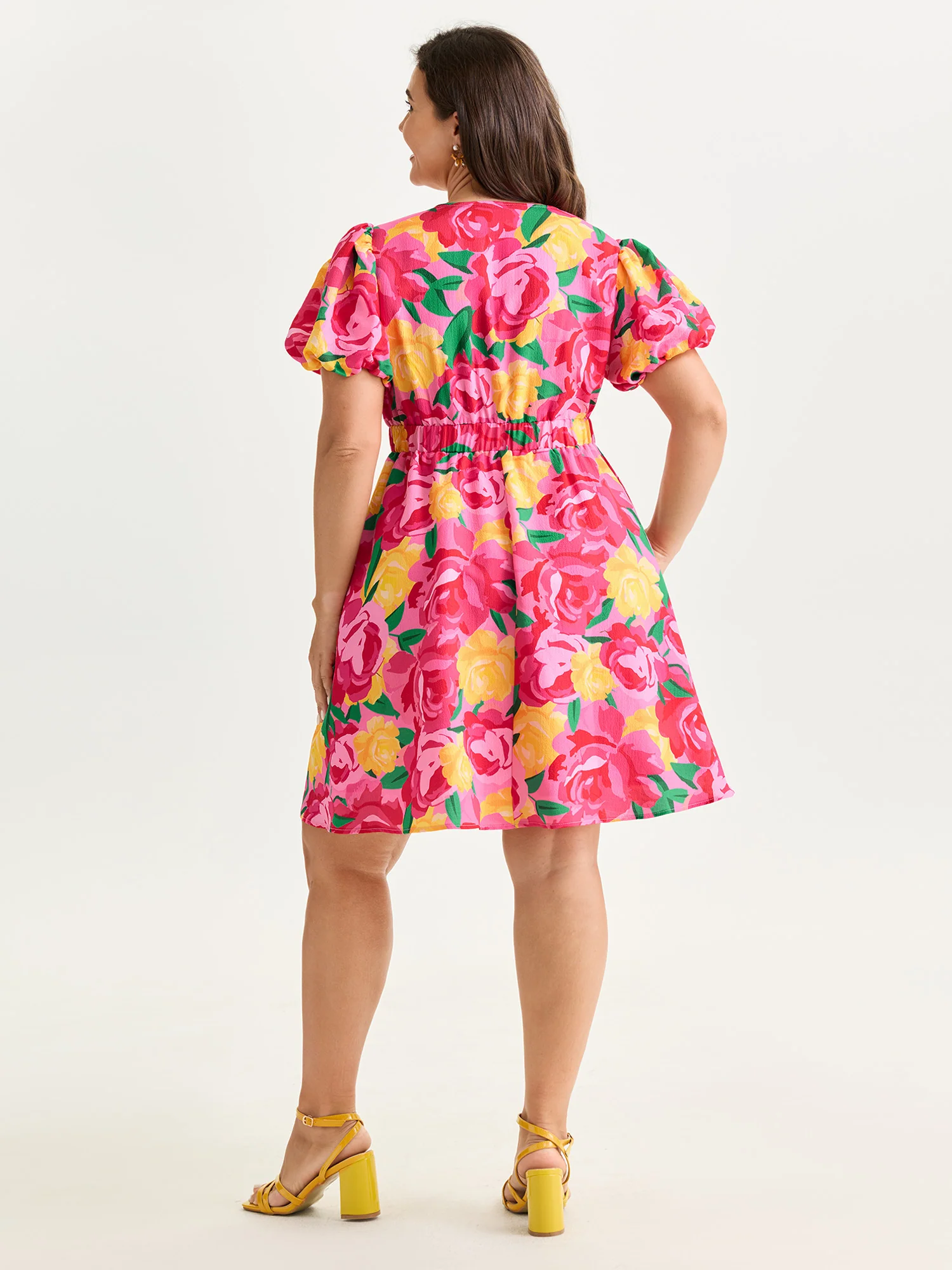 Rose Print Fit And Flare Mini Dress - Image 4