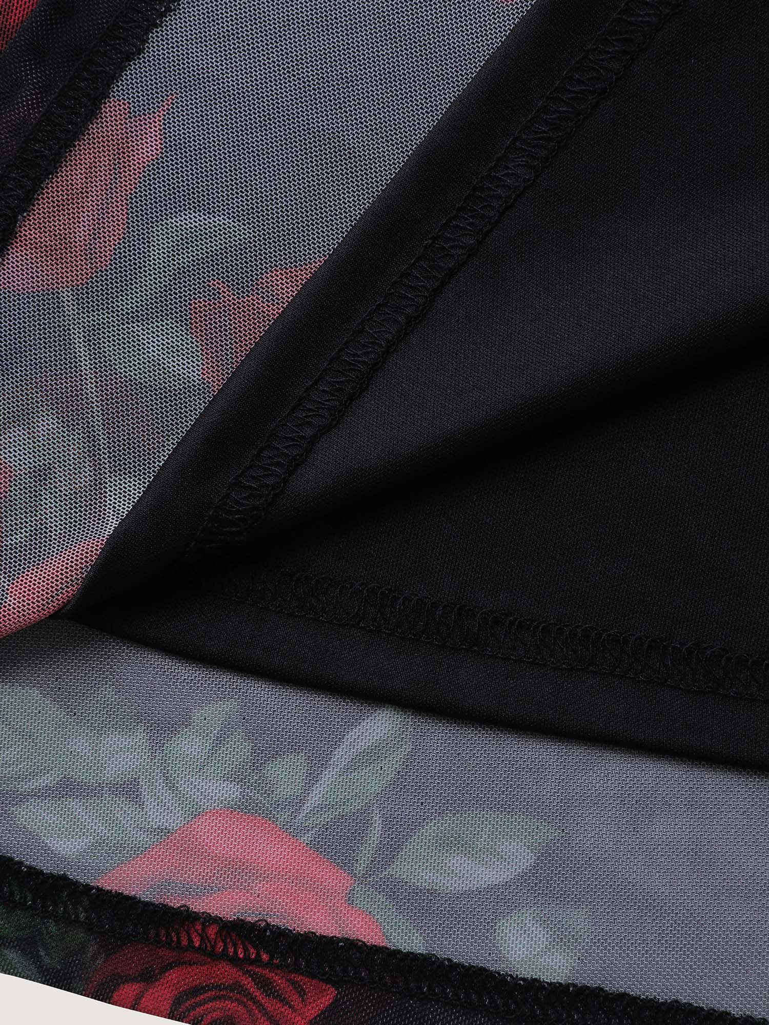 Midnight Rose Print Neck-Ties Cami Nightgown - Image 6