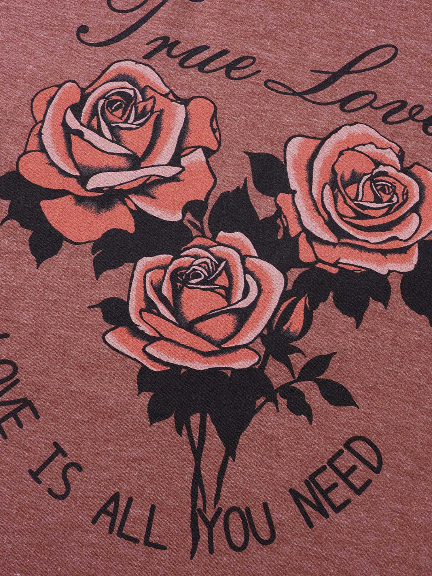 Rose Print Pocket Raglan Sleeve Tunic T-shirt - Image 5