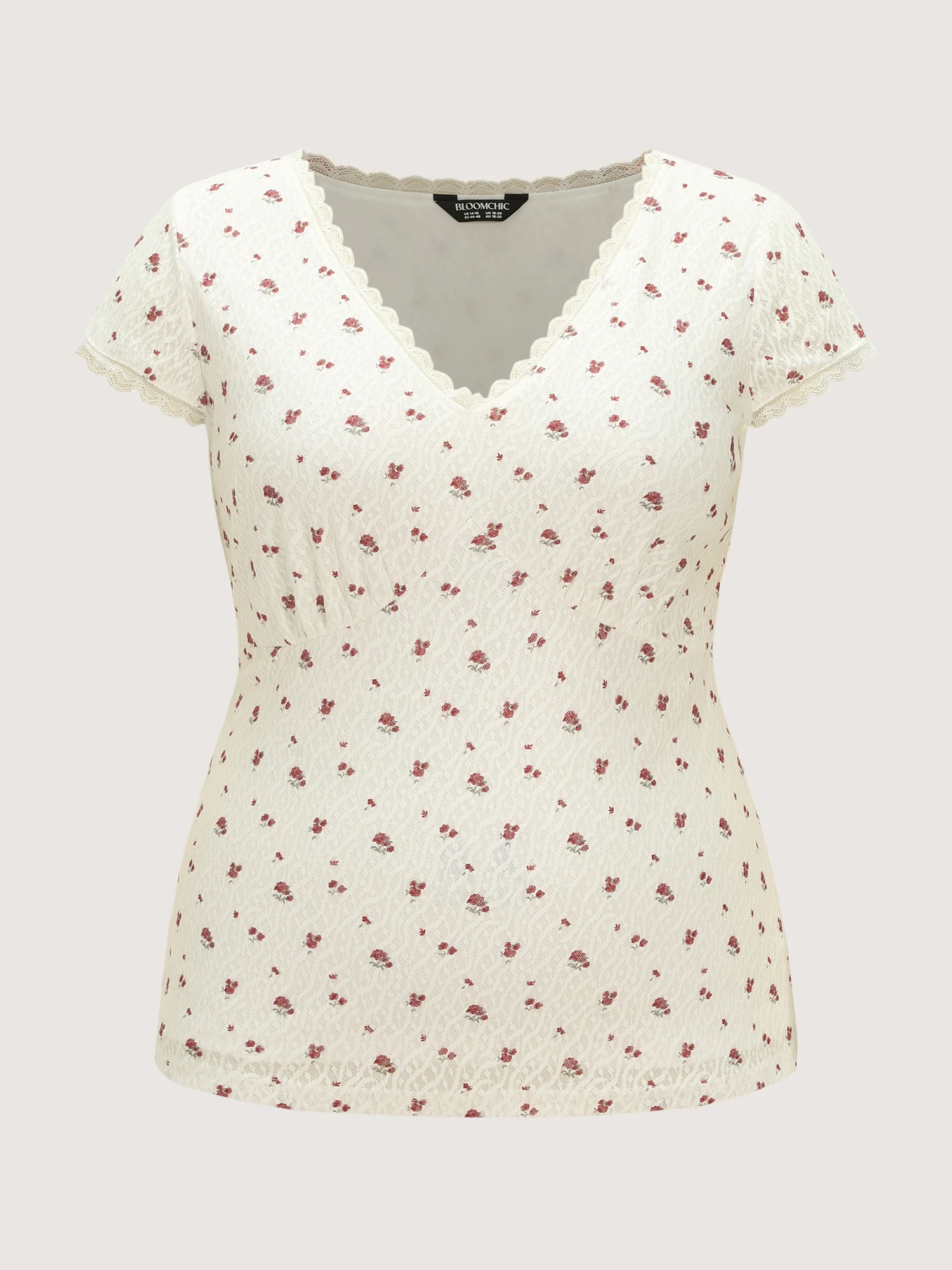 Rose Print V-Neck Knit Top - Image 8