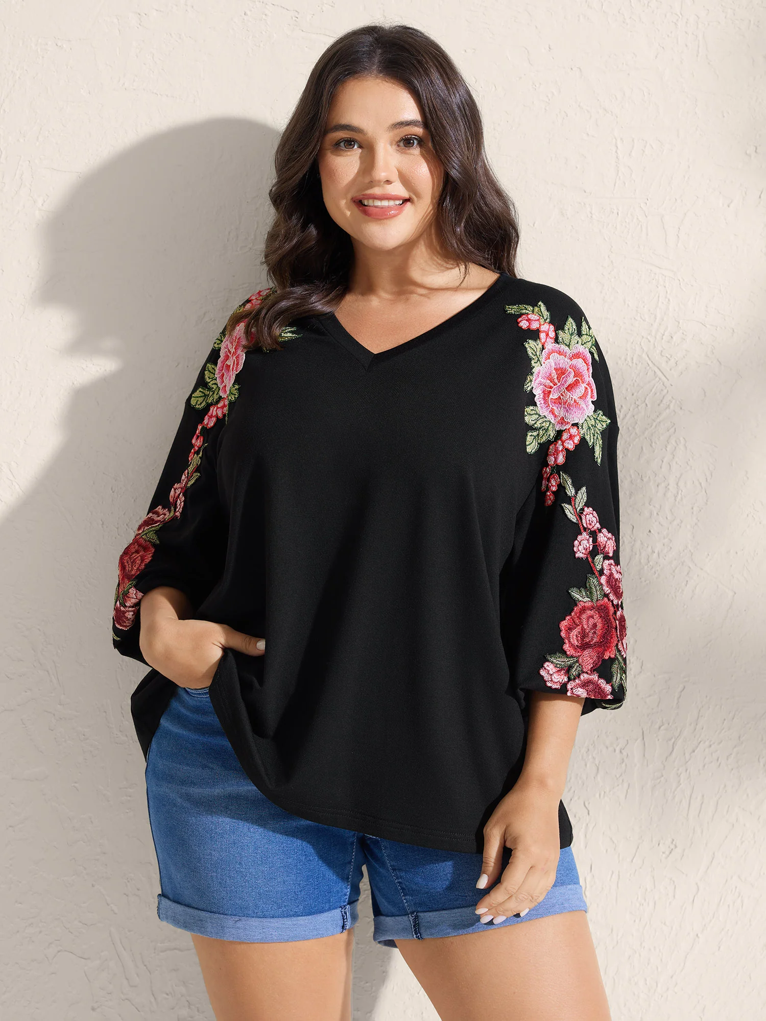 Rosy Embroidered Puffy Sleeve Sweatshirt - Image 4
