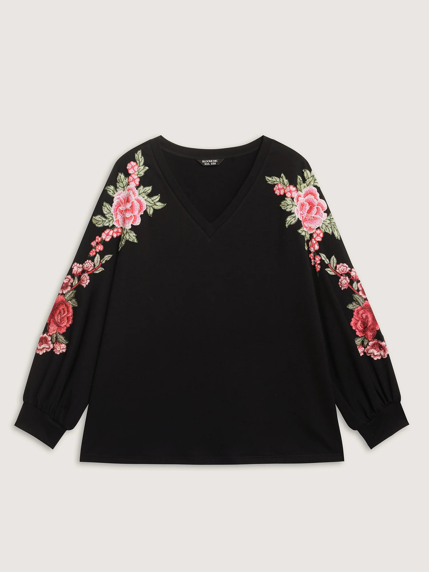 Rosy Embroidered Puffy Sleeve Sweatshirt - Image 6