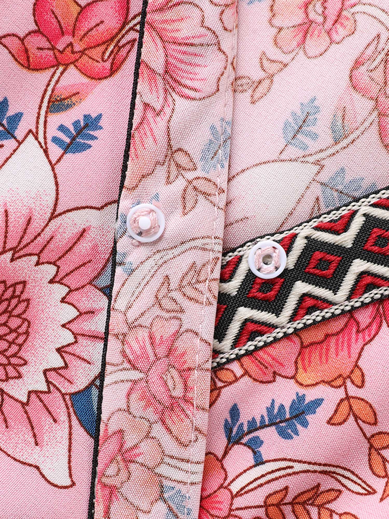Rosy Floral Print Lace Maxi Dress - Image 6