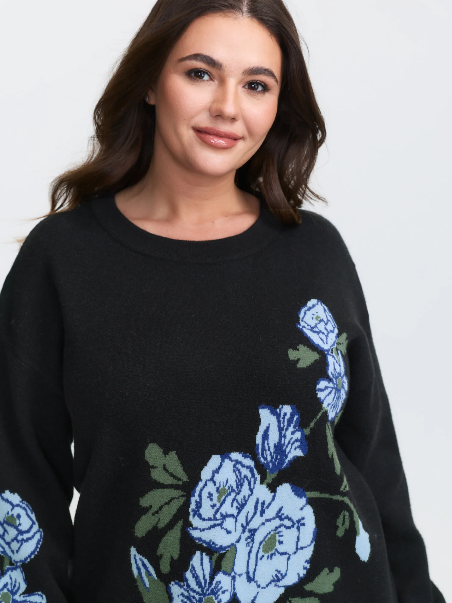 Rosy Jacquard Drop Shoulder Pullover - Image 2