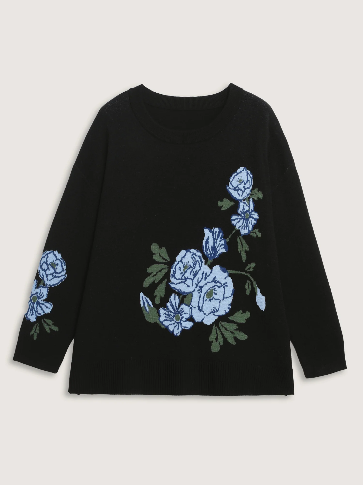 Rosy Jacquard Drop Shoulder Pullover - Image 7