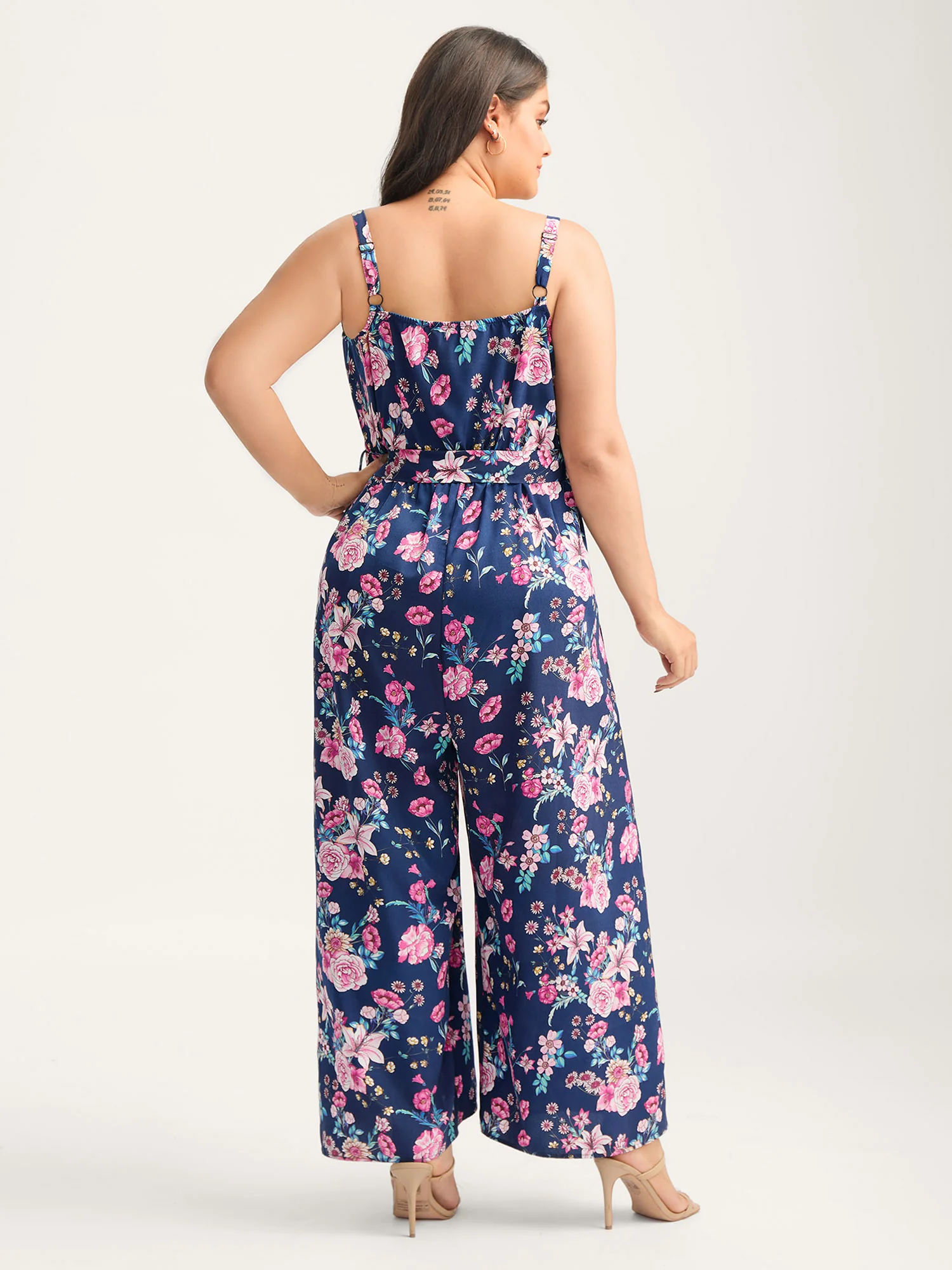 Rosy Print Belted Pockets Jumpsuit - Image 4