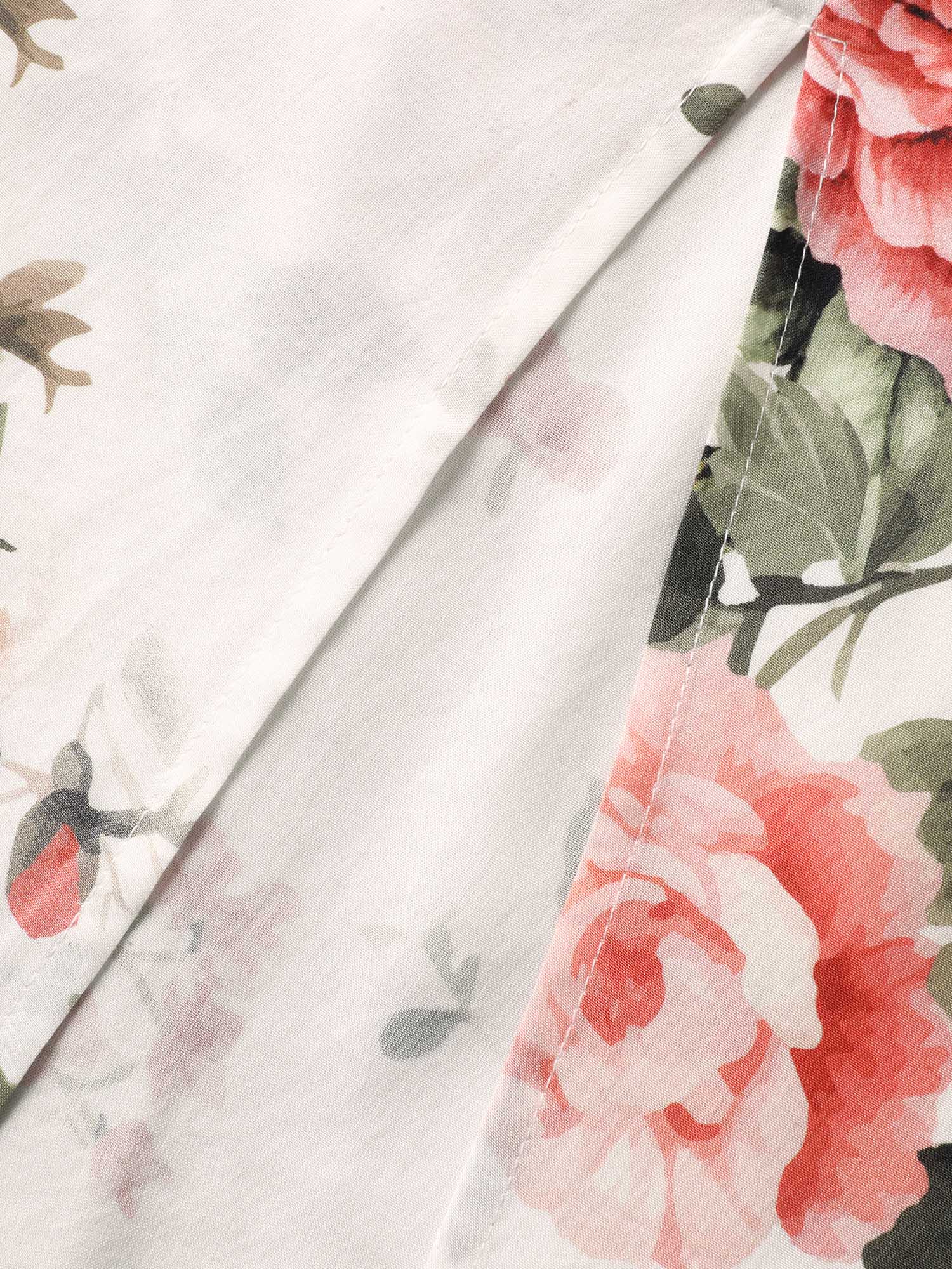 Rosy Print Bow Strap Pockets Midi Dress - Image 6