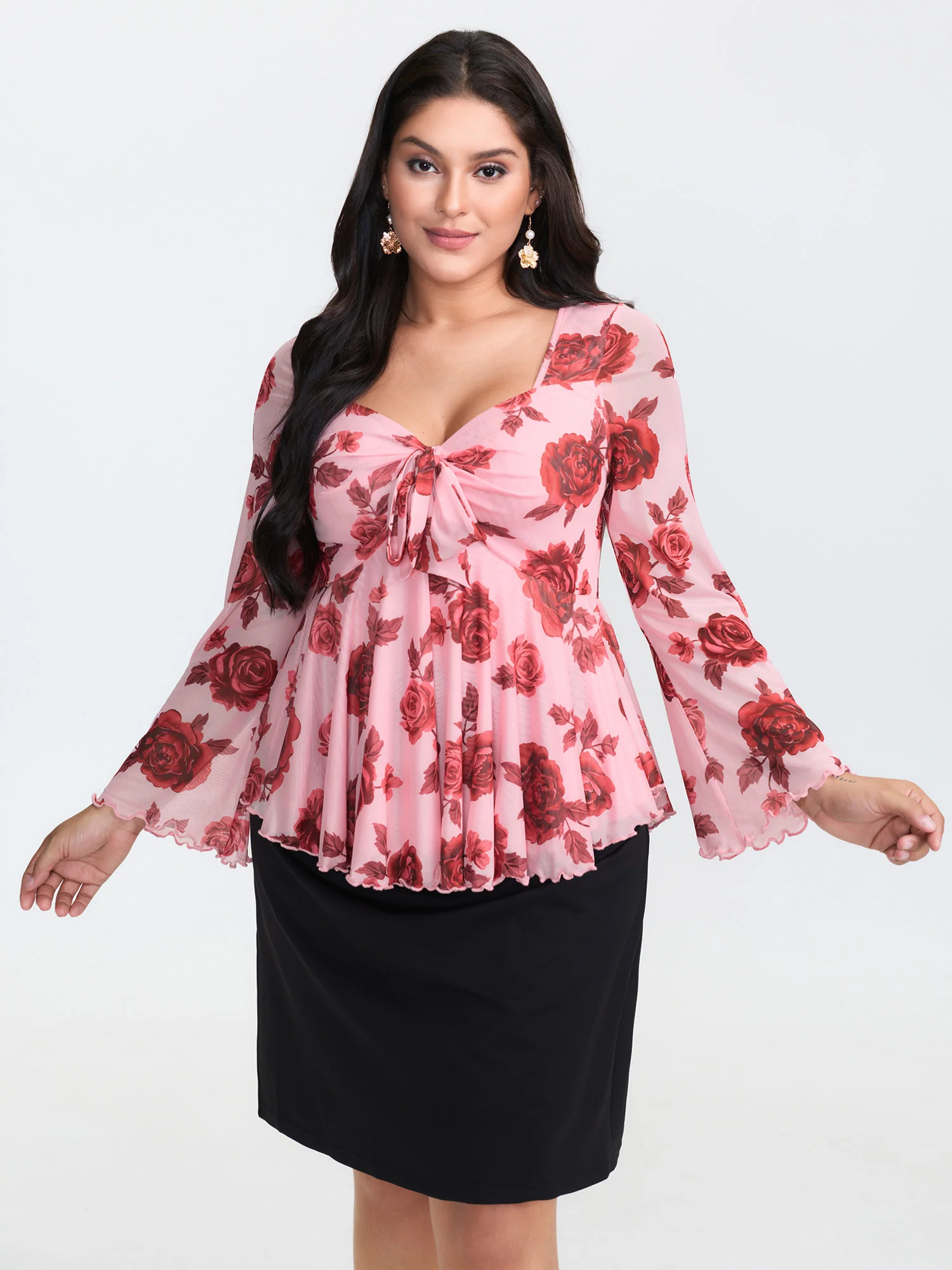Rosy Romance Sweetheart Neckline Stretchy Blouse - Image 2