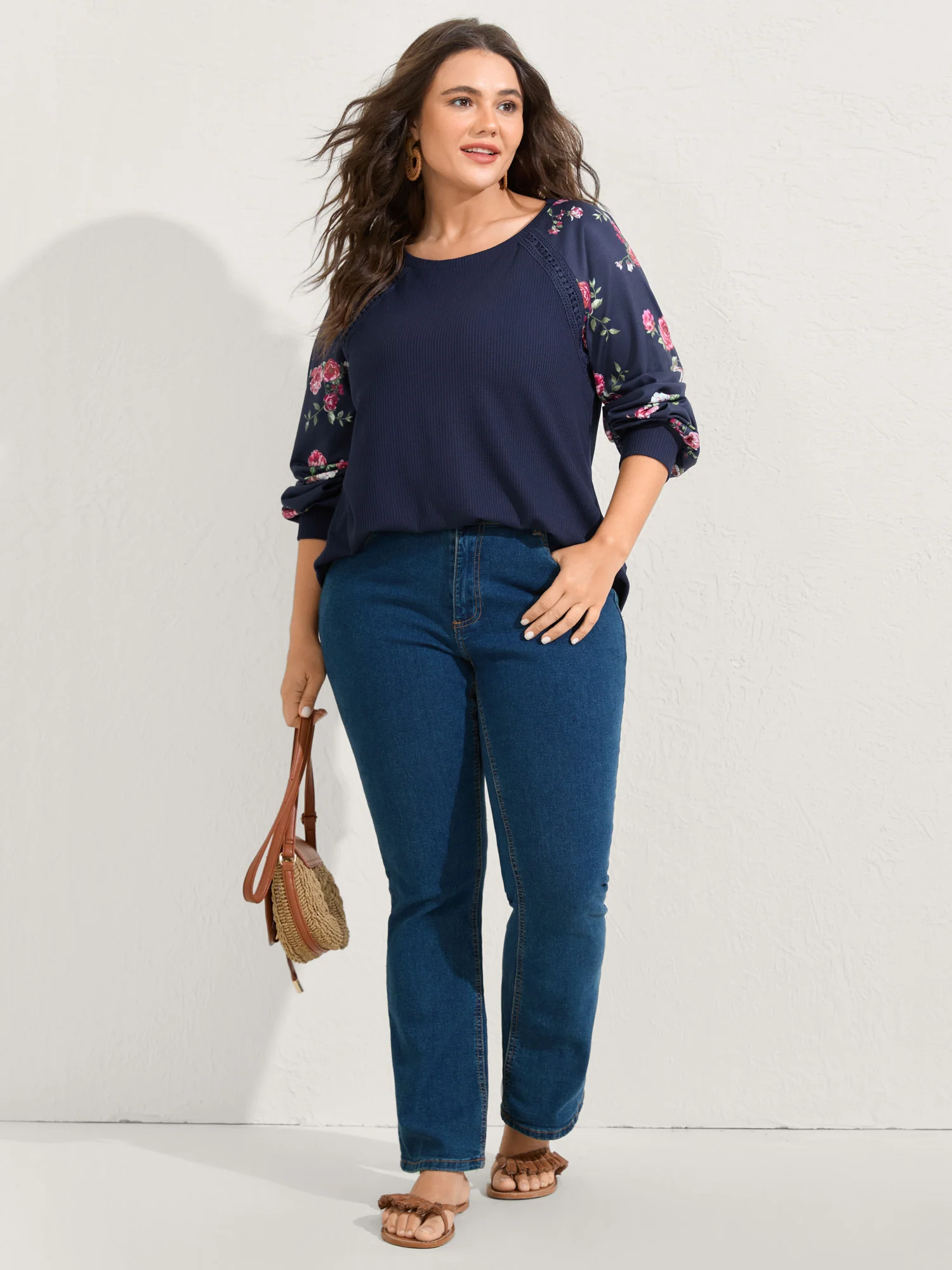 Rosy Sleeve Textured Lace Solid Sweatshirt - Image 3