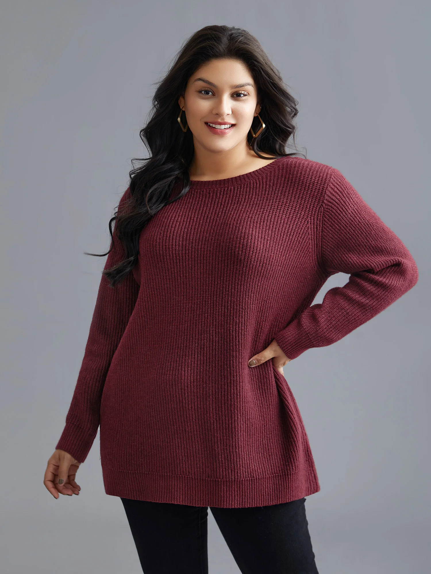 Round Neck Texture Back Bowknot Pullover - Image 2