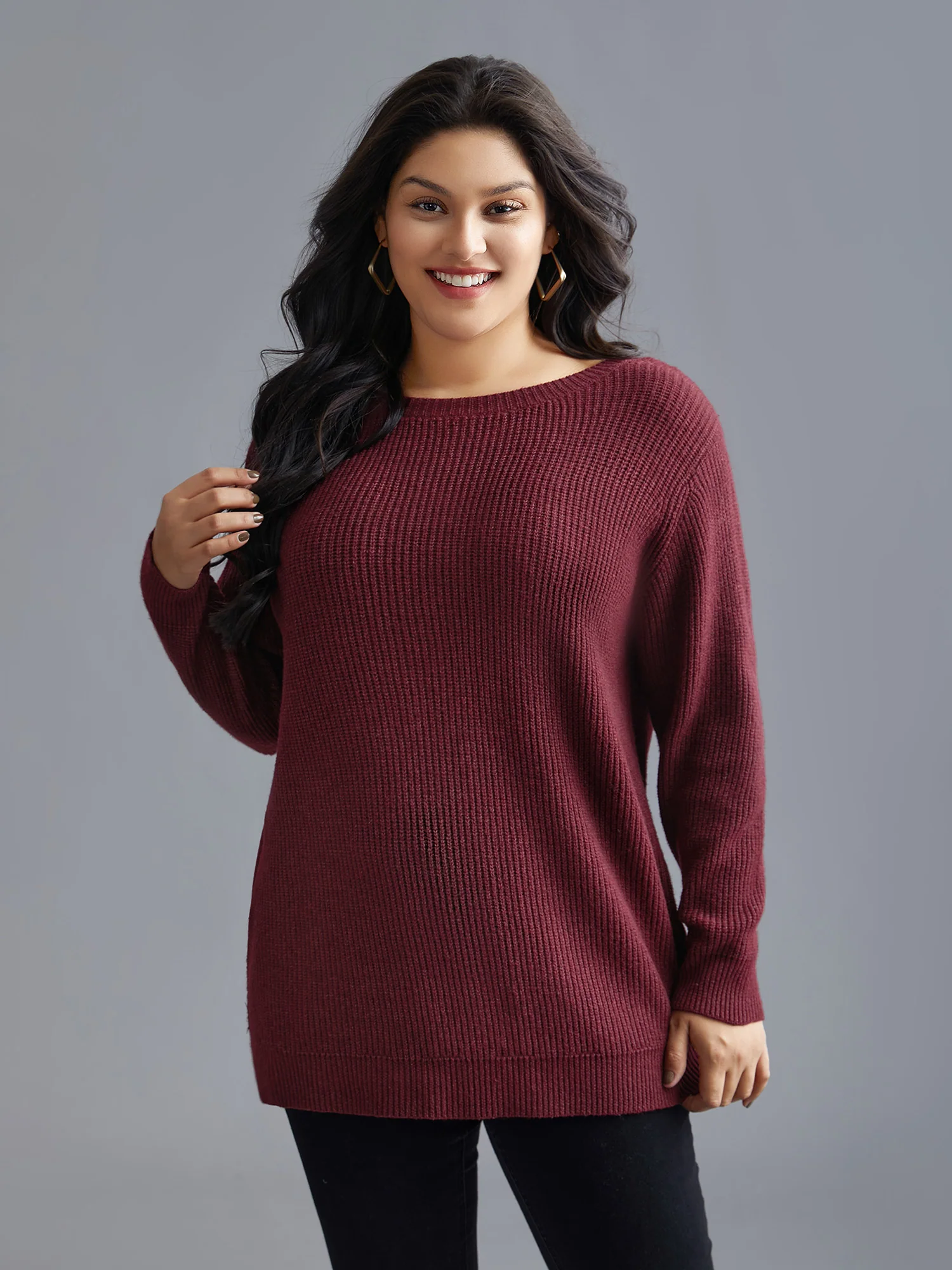 Round Neck Texture Back Bowknot Pullover - Image 3