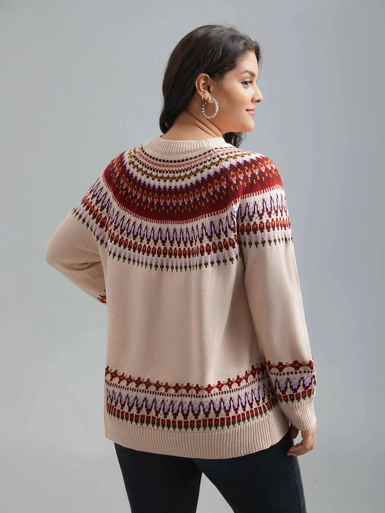 Round Neck Bandana Color Contrast Pullover - Image 2