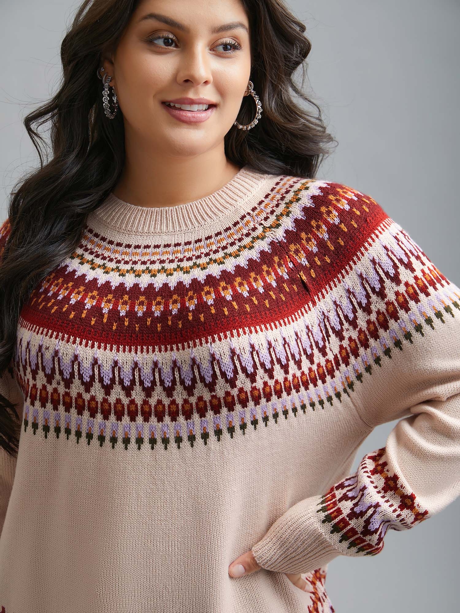 Round Neck Bandana Color Contrast Pullover - Image 5