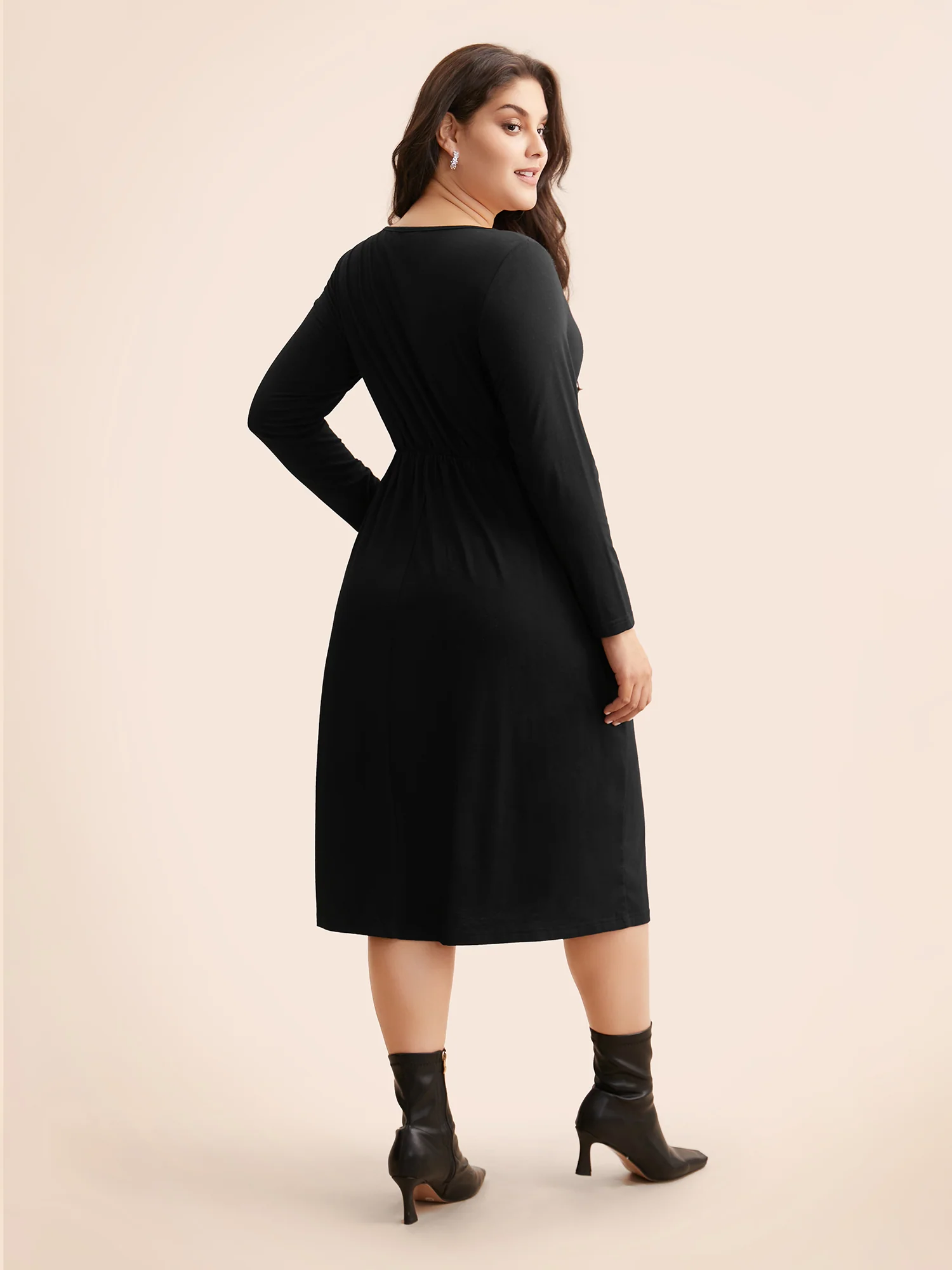 Round Neck Bowknot Rhinestone Dress - Image 3
