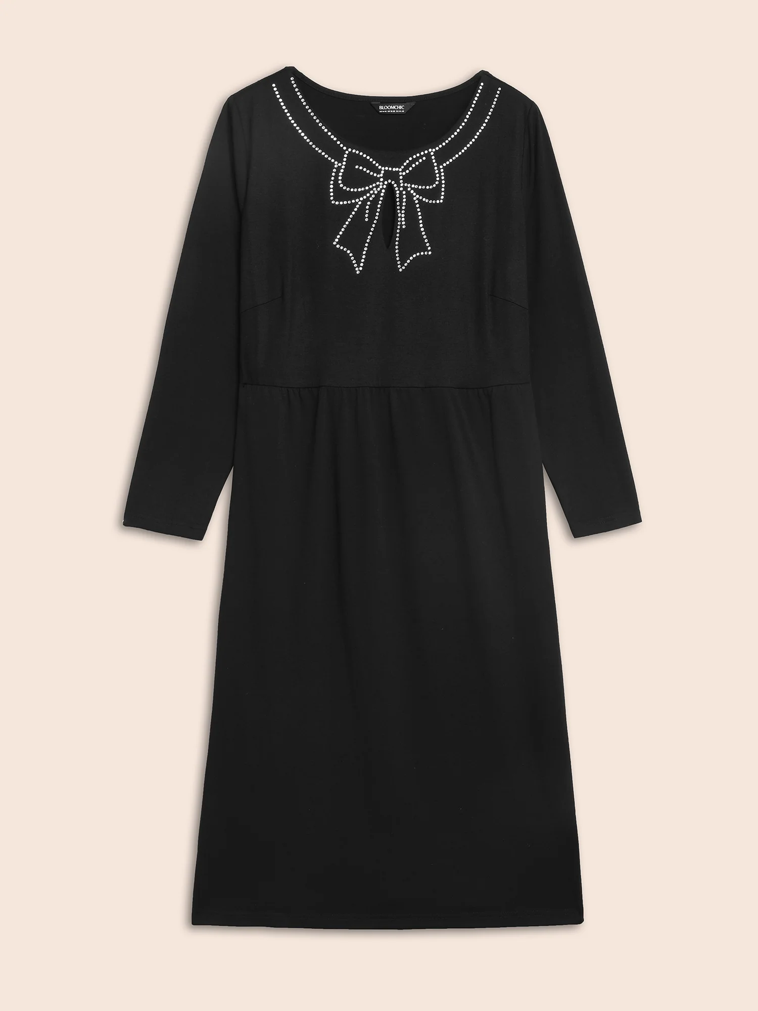 Round Neck Bowknot Rhinestone Dress - Image 7