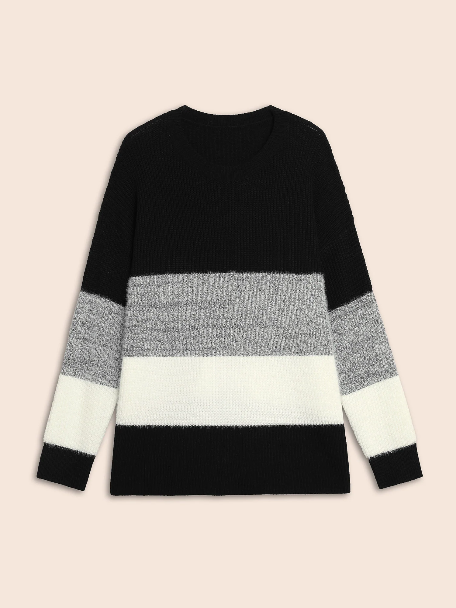 Round Neck Colorblock Contrast Pullover - Image 8