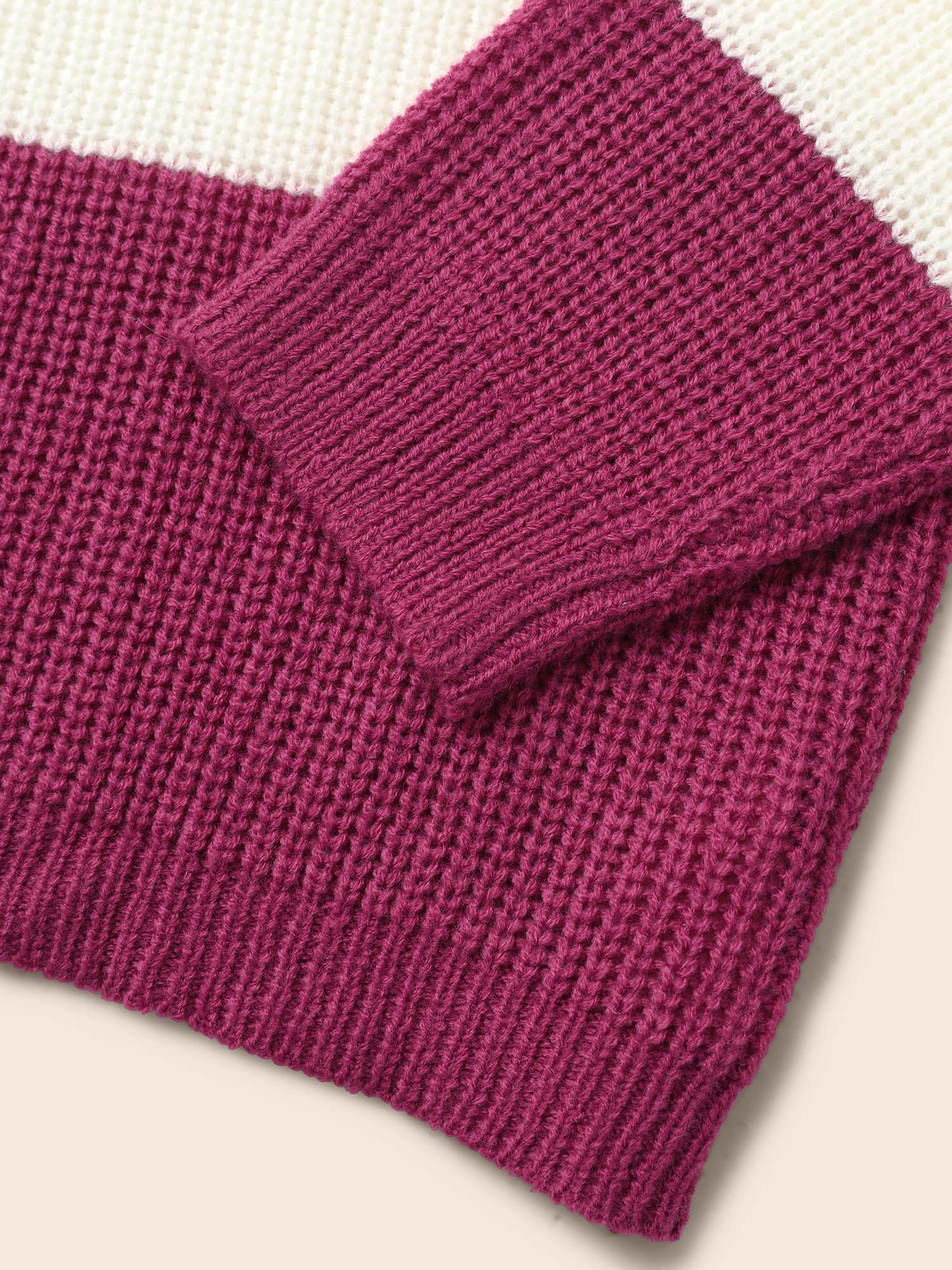 Round Neck Colorblock Contrast Pullover - Image 12