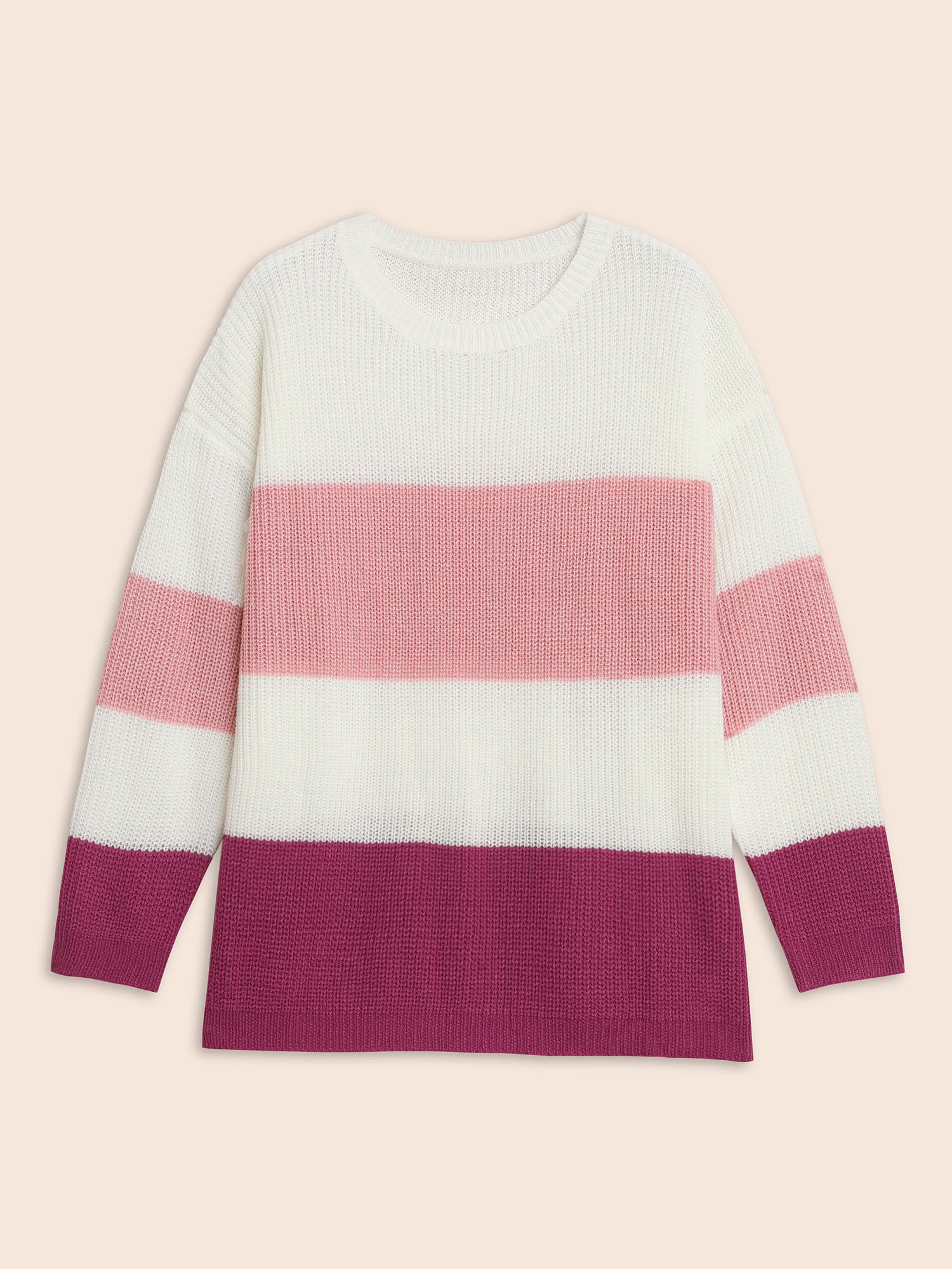 Round Neck Colorblock Contrast Pullover - Image 13