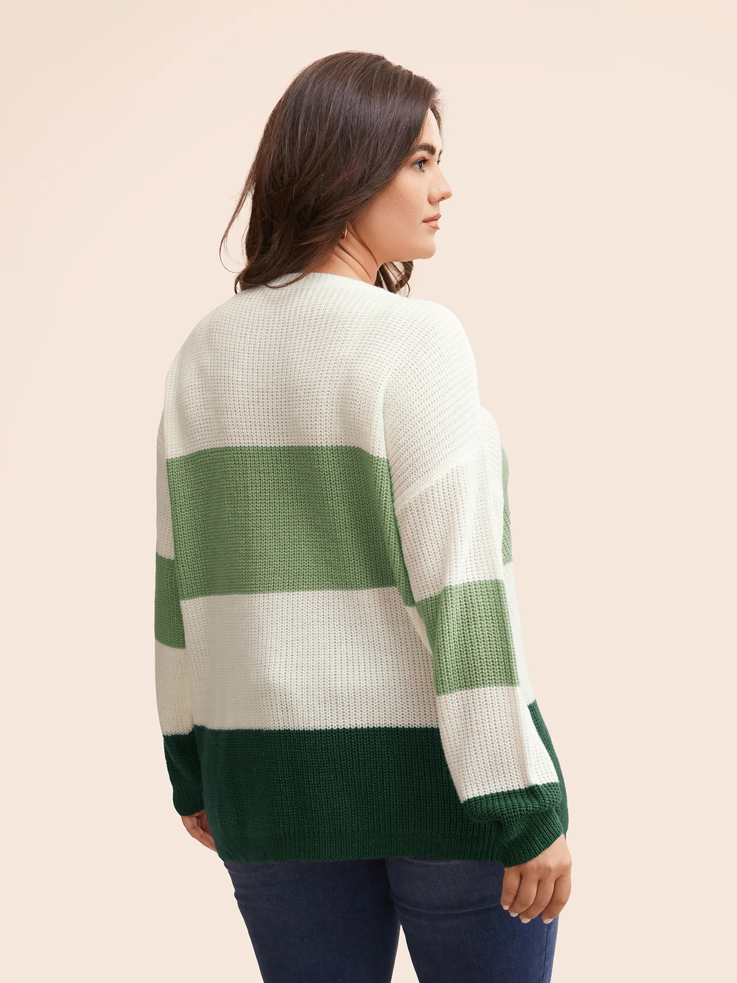 Round Neck Colorblock Contrast Pullover - Image 2