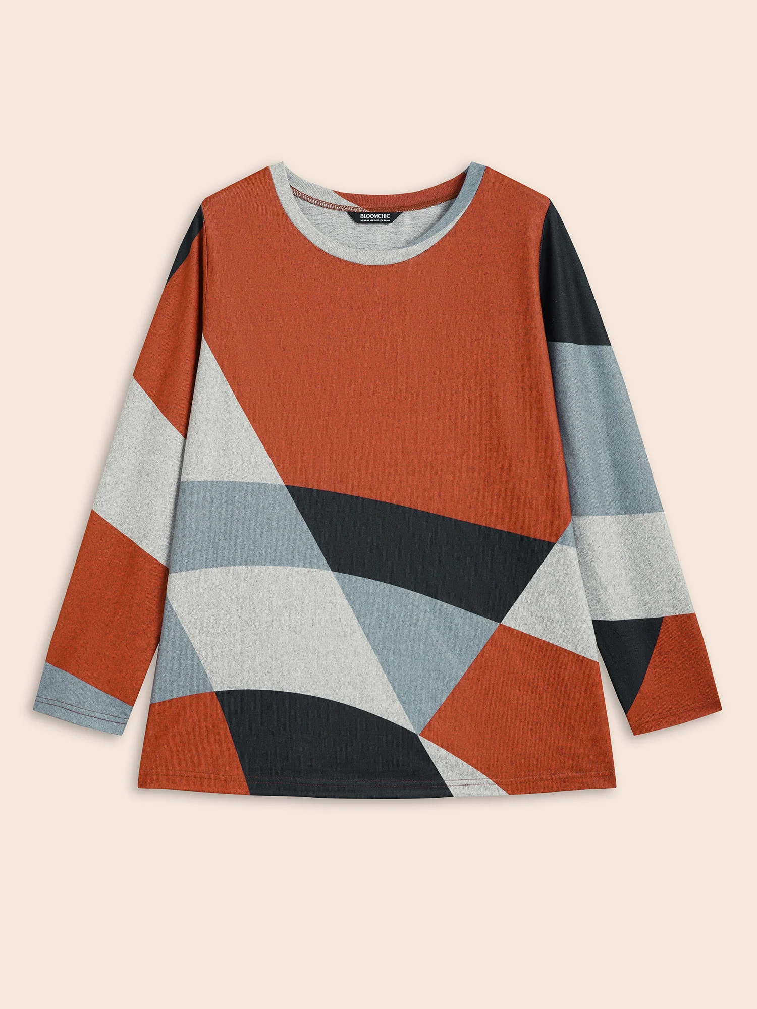 Round Neck Colorblock Contrast T-shirt - Image 28