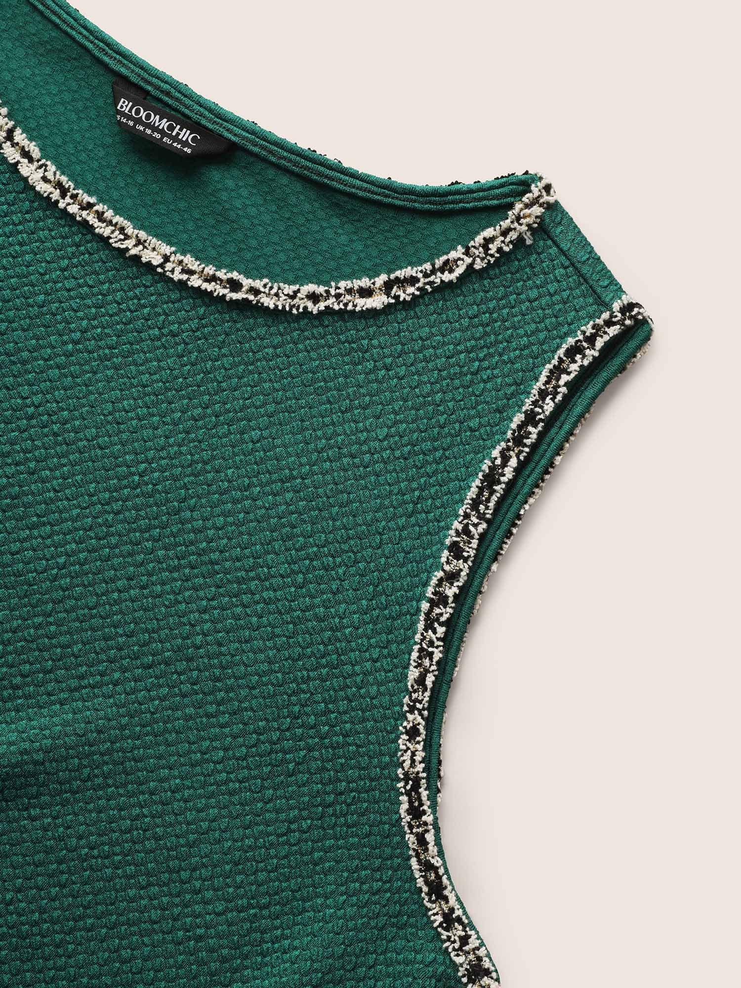 Round Neck Contrast Webbing Patched Pocket Dress - Image 5