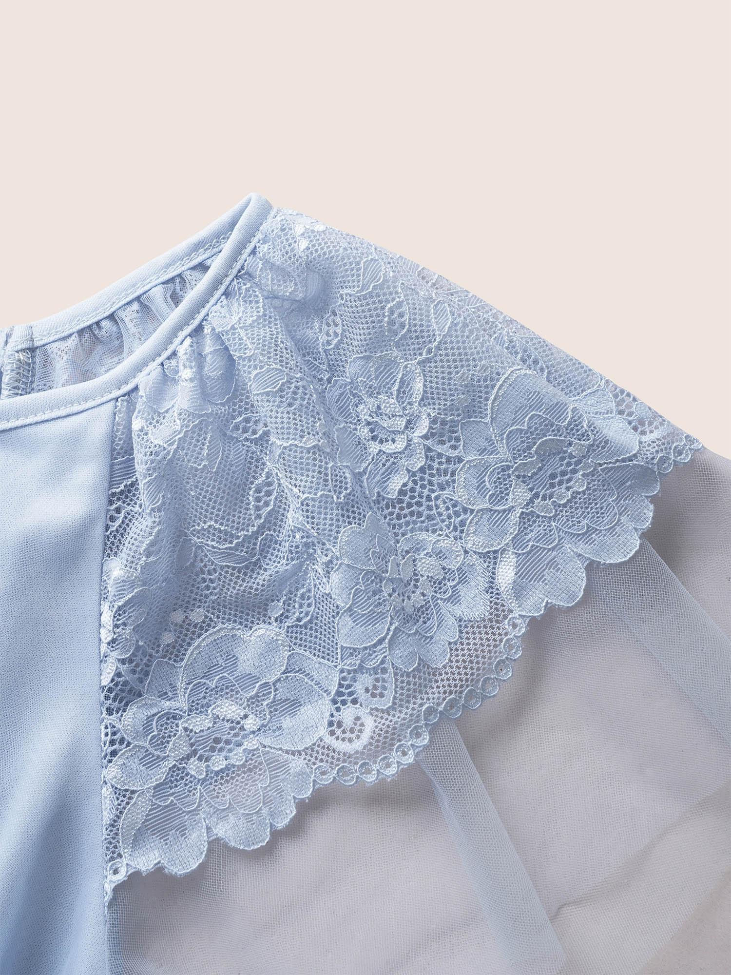 Crochet Lace Sheer Sleeve Gathered Nightgown - Image 5