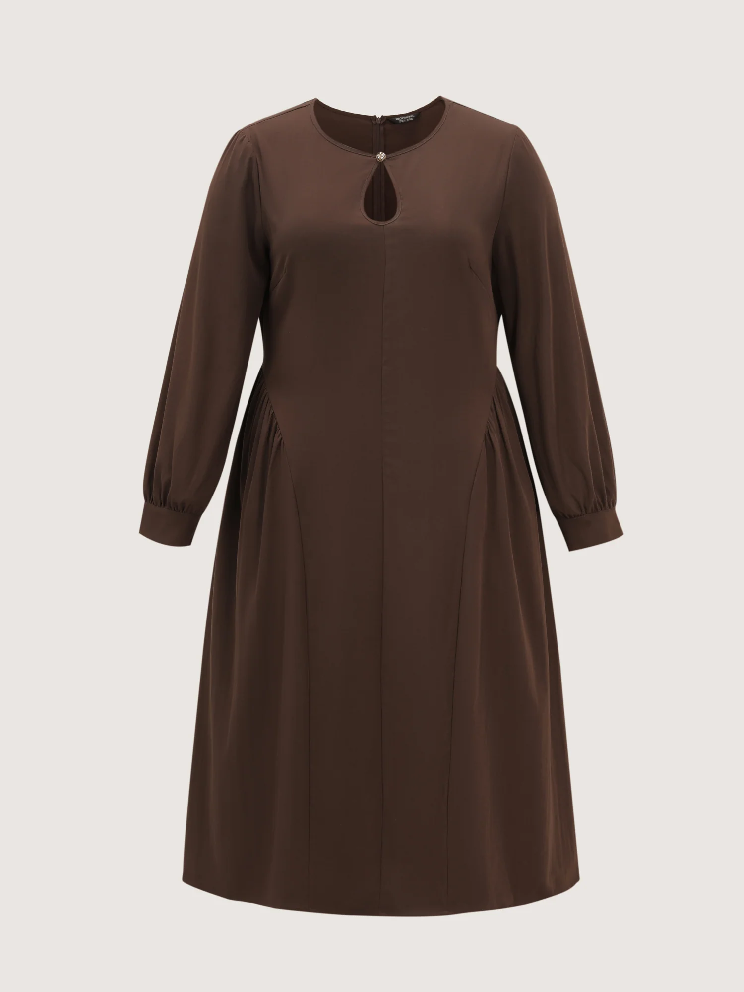 Round Neck Cut Out Solid Midi Dress - Image 8