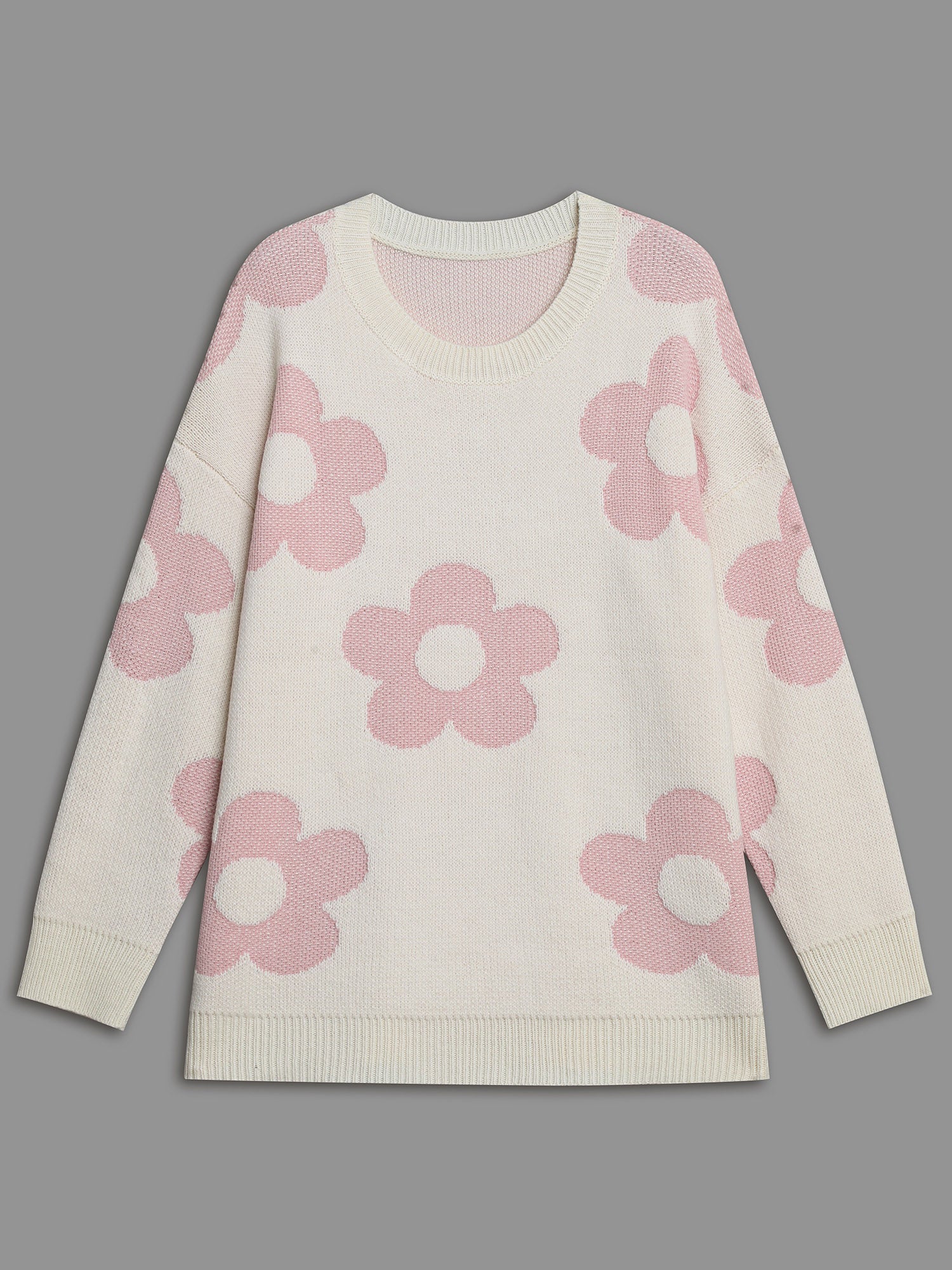 Round Neck Floral Pattern Pullover - Image 9
