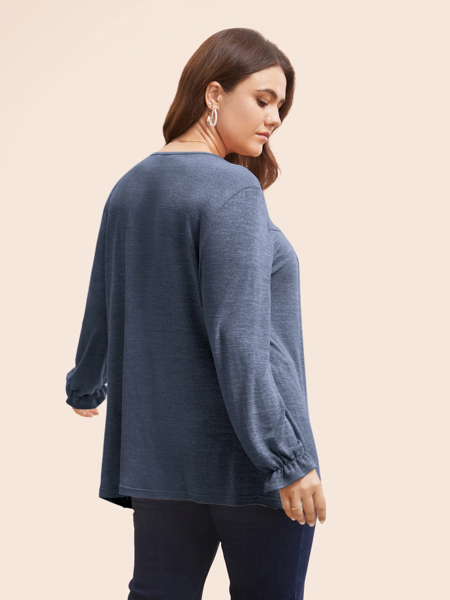 Round Neck Heather Pleated T-shirt - Image 13