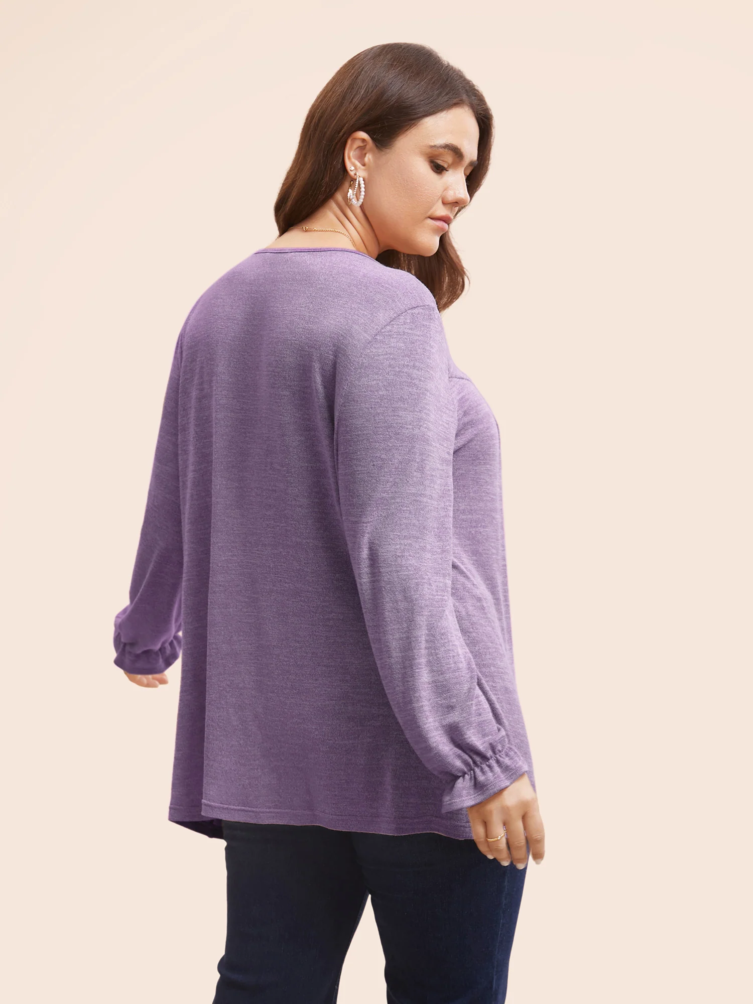 Round Neck Heather Pleated T-shirt - Image 15