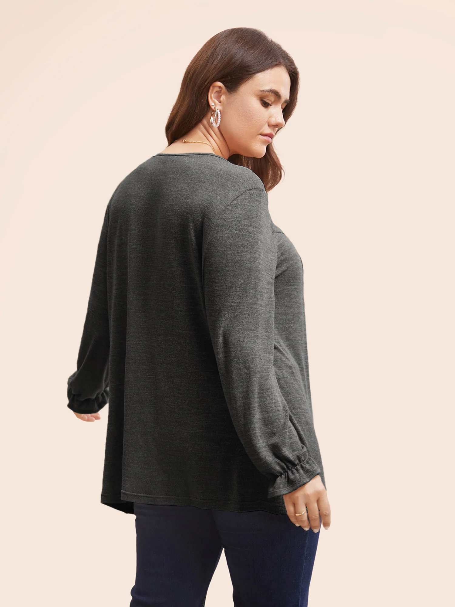 Round Neck Heather Pleated T-shirt - Image 19