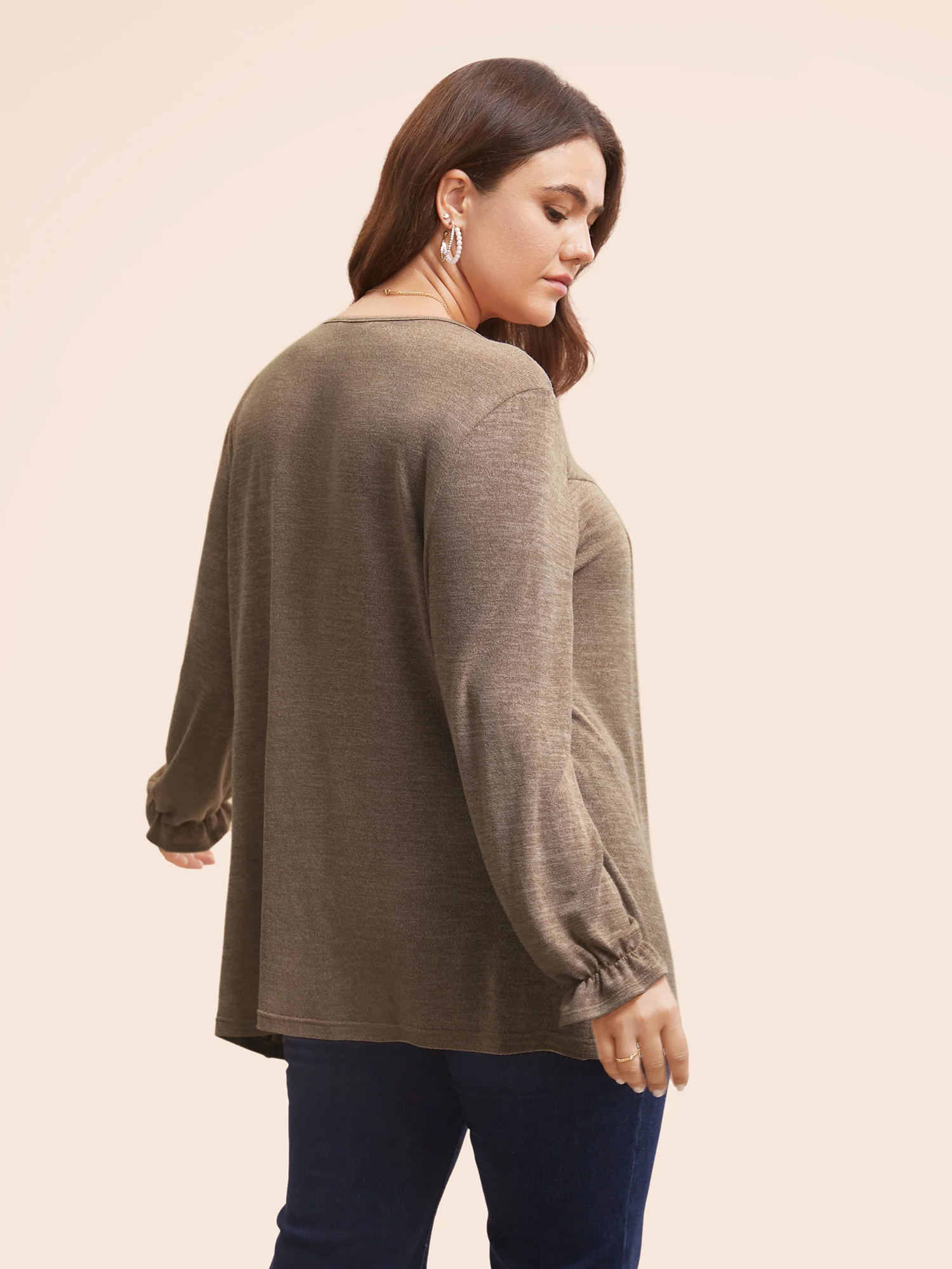 Round Neck Heather Pleated T-shirt - Image 23