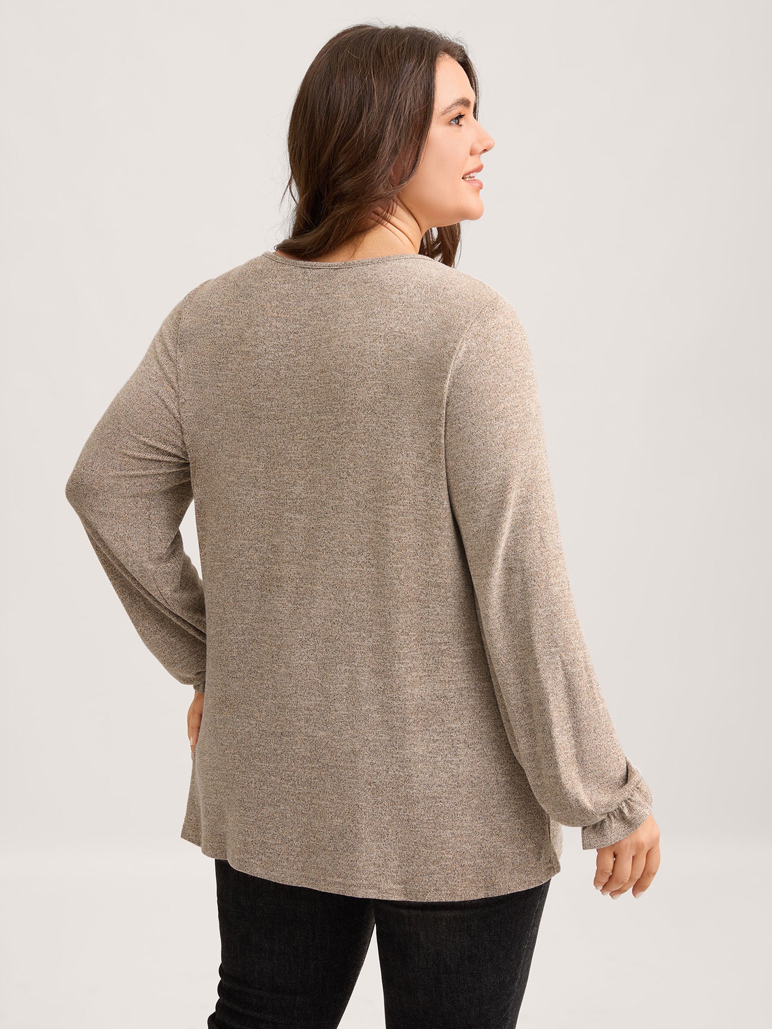 Round Neck Heather Pleated T-shirt - Image 29
