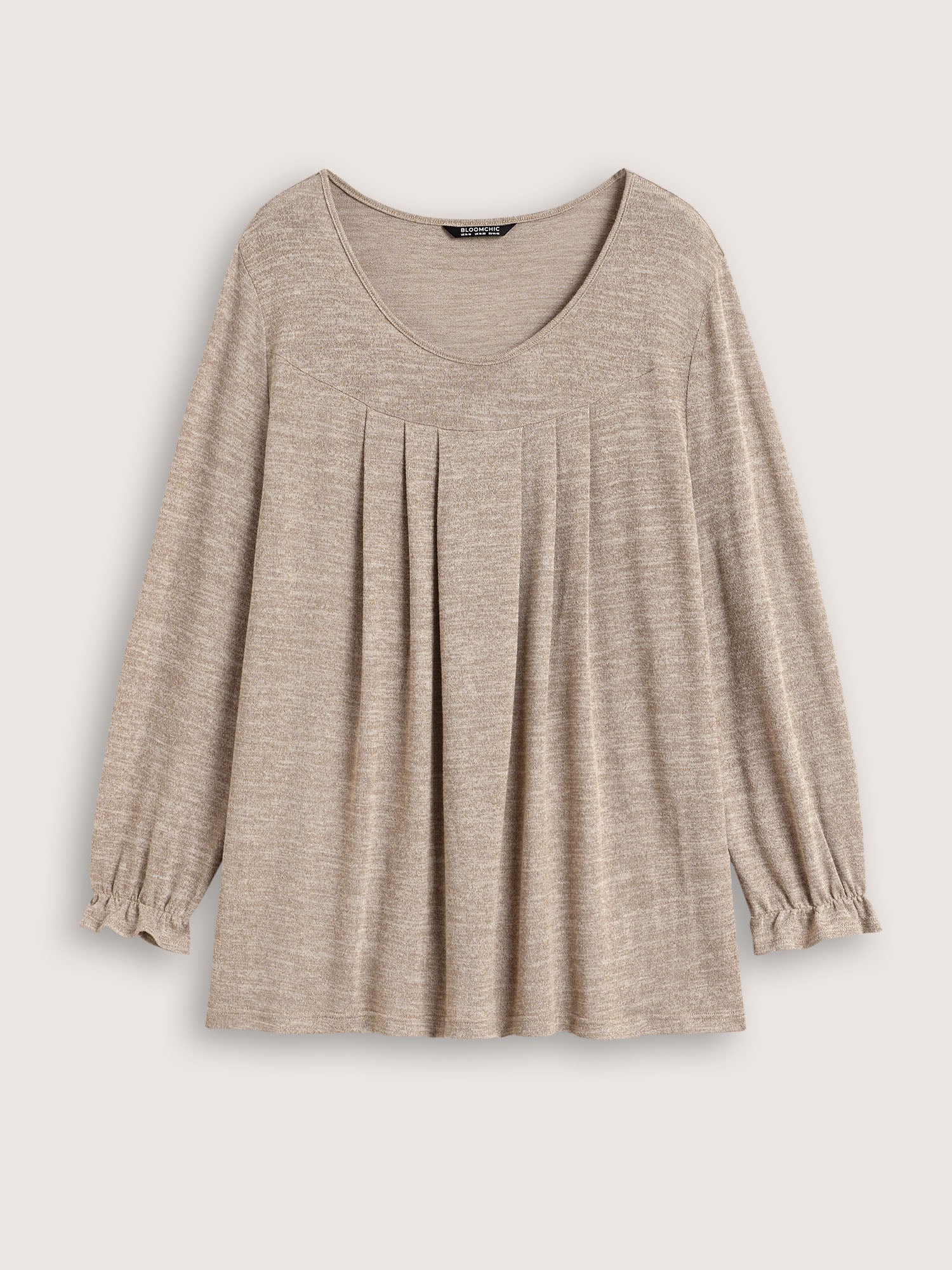 Round Neck Heather Pleated T-shirt - Image 33