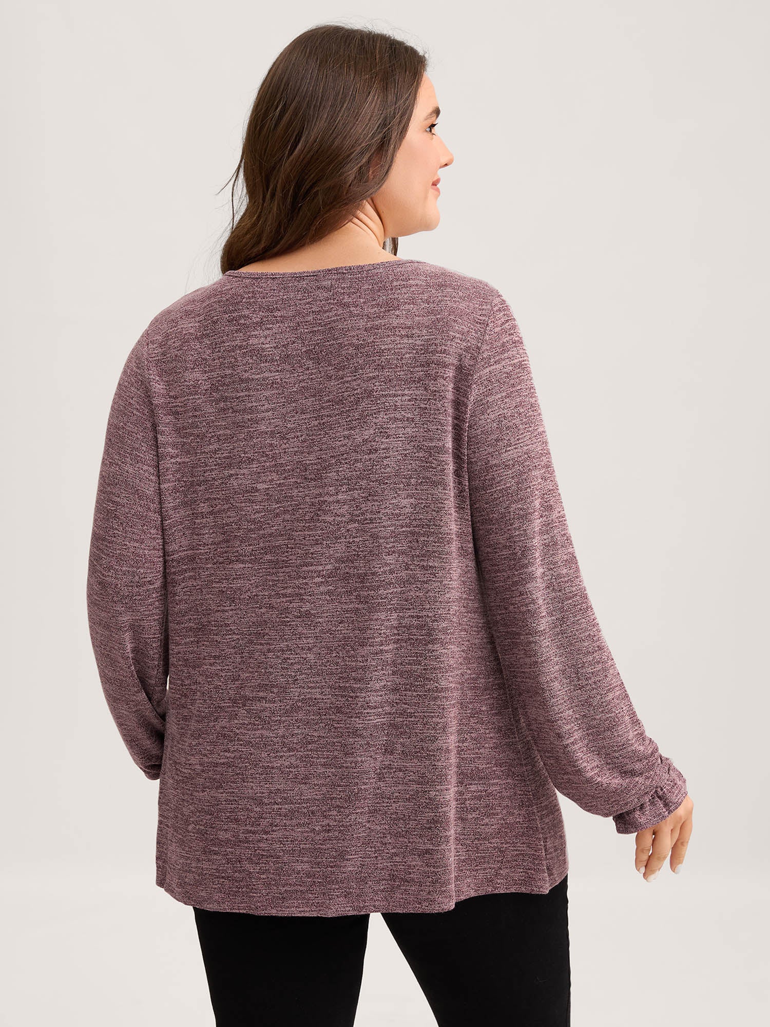 Round Neck Heather Pleated T-shirt - Image 37