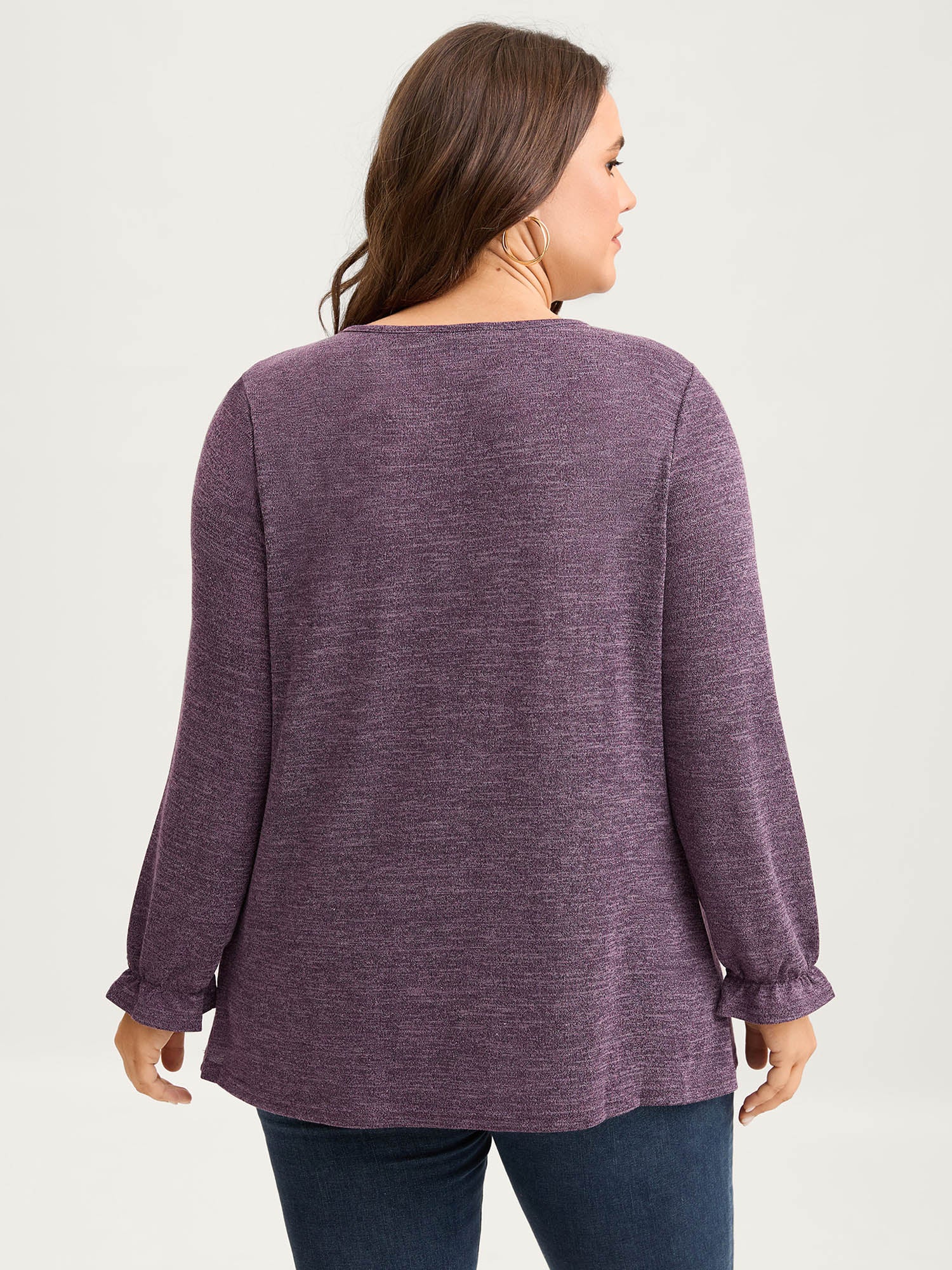 Round Neck Heather Pleated T-shirt - Image 4