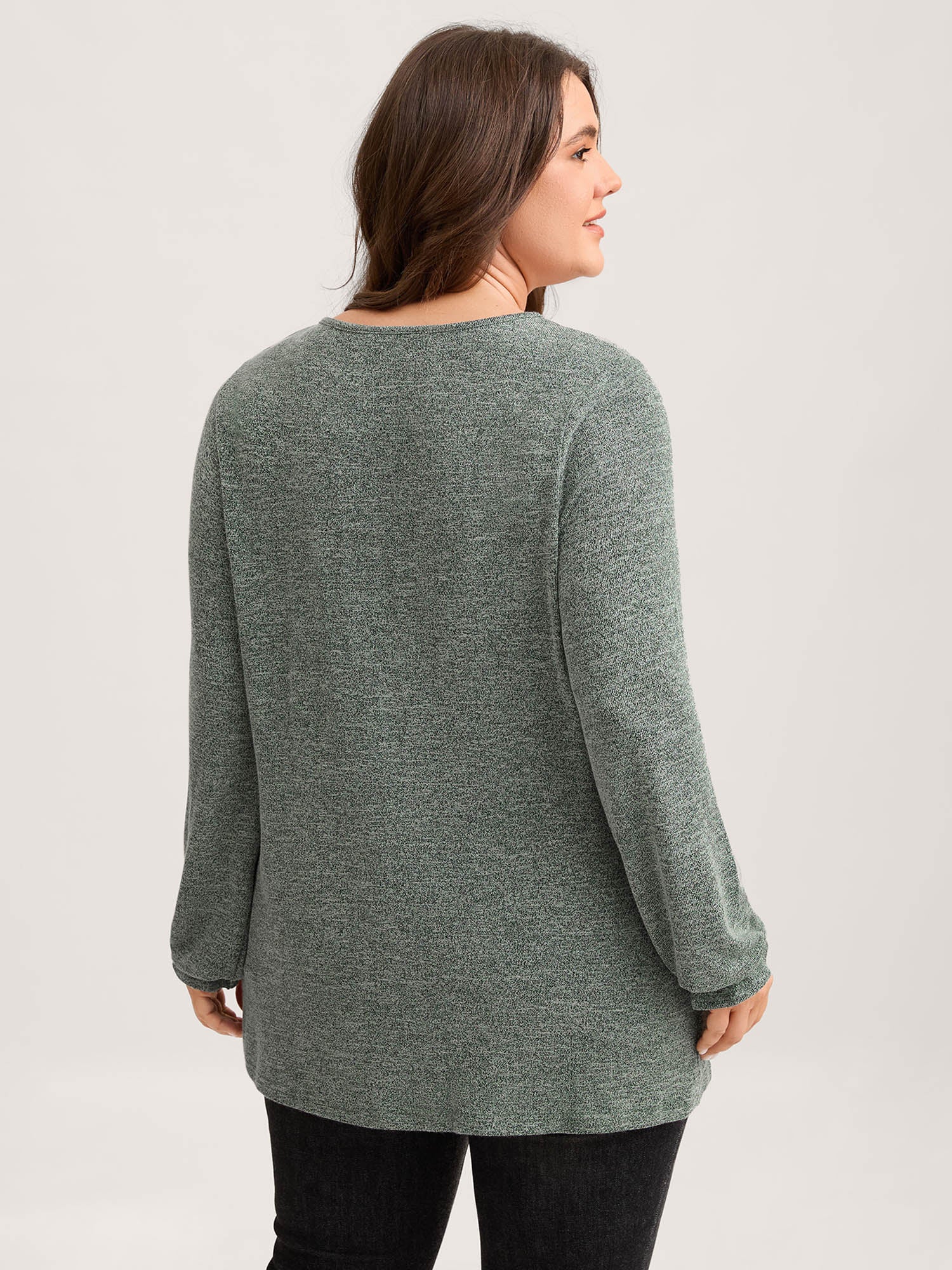 Round Neck Heather Pleated T-shirt - Image 8