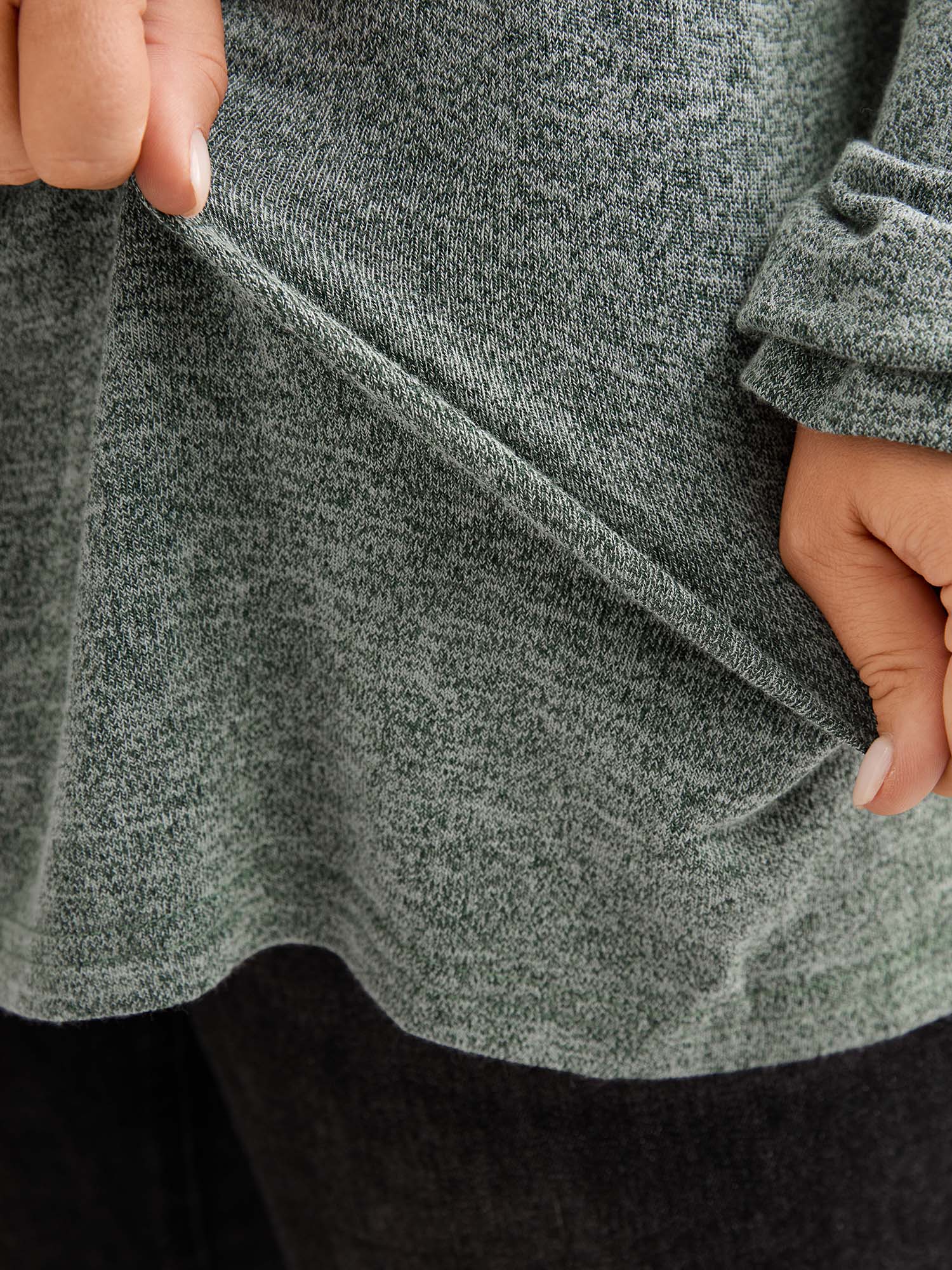Round Neck Heather Pleated T-shirt - Image 9