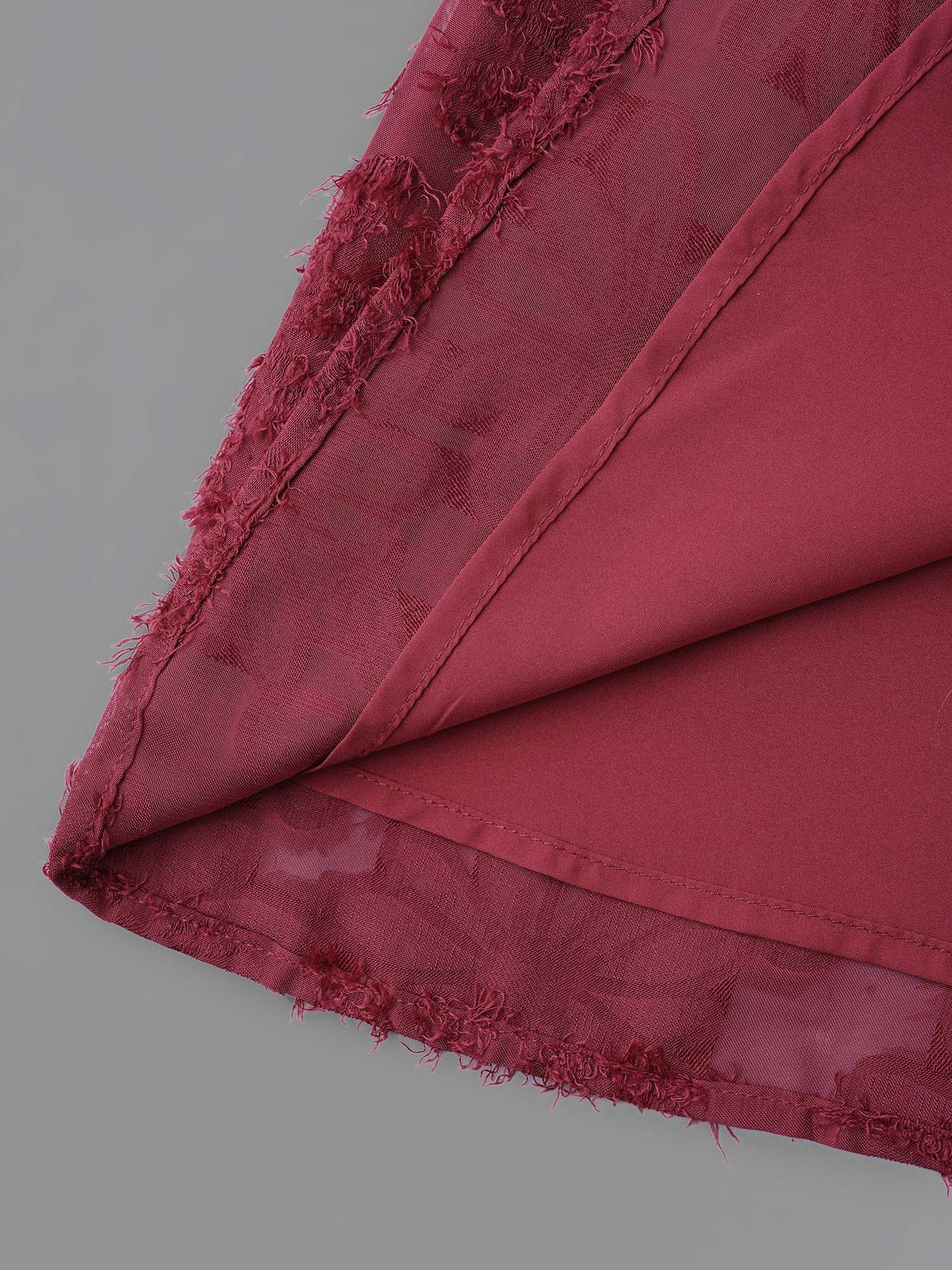 Round Neck Jacquard Plisse Ruched Blouse - Image 6