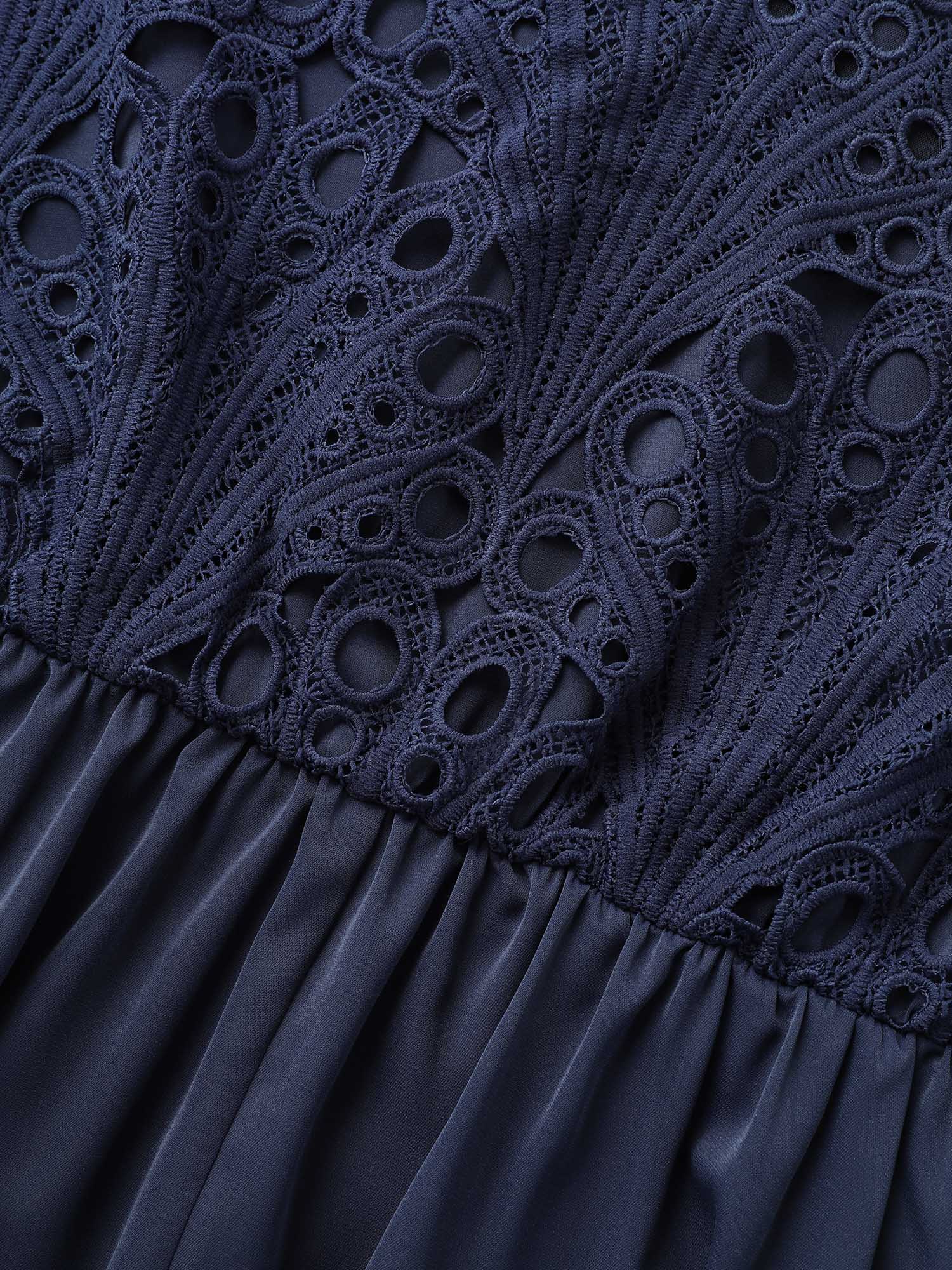 Round Neck Lace Patchwork Ruffle Sleeve Dress - Image 5