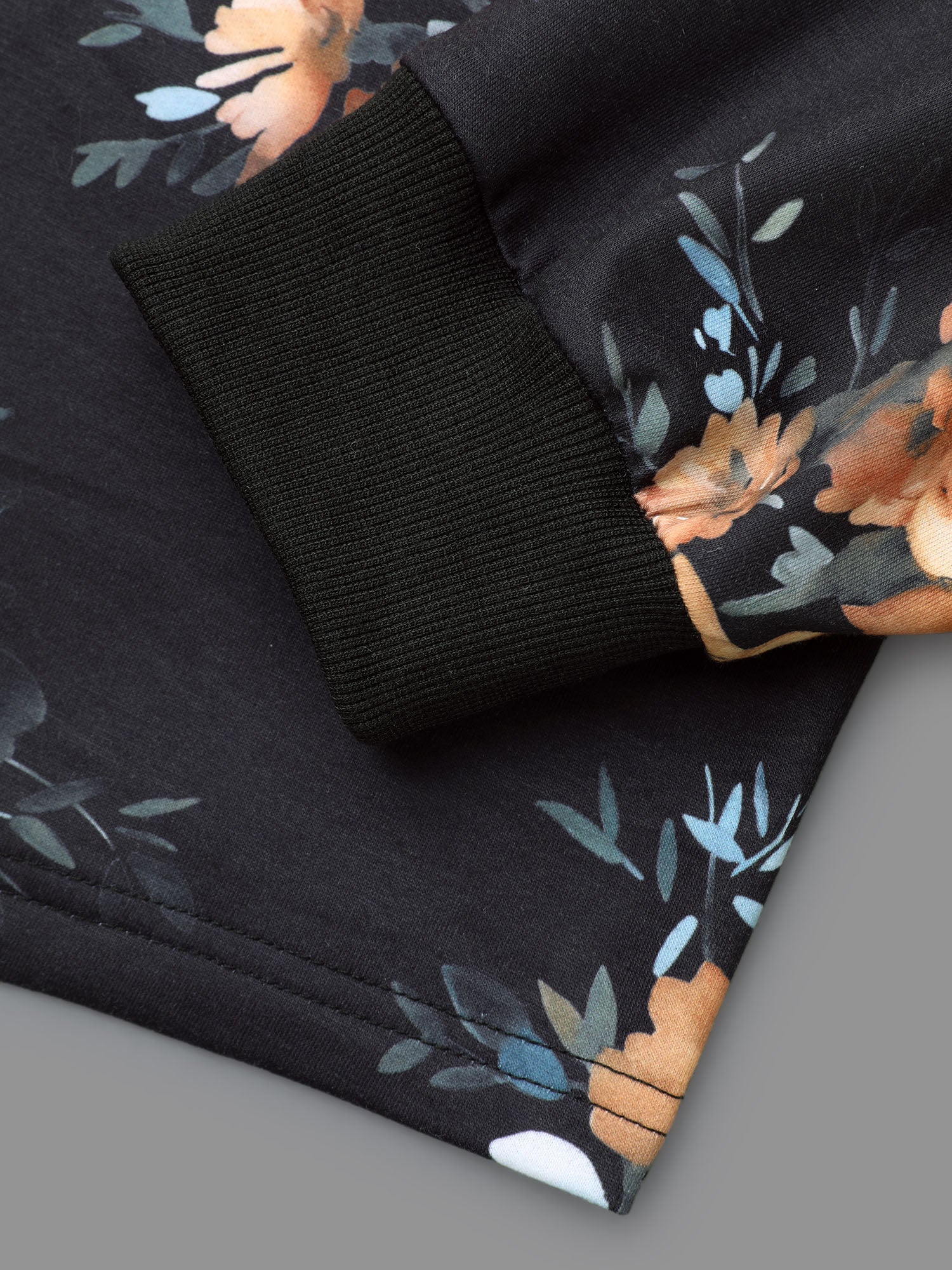 Round Neck Natural Flowers Slightly Stretchy Sweatshirt - Image 7