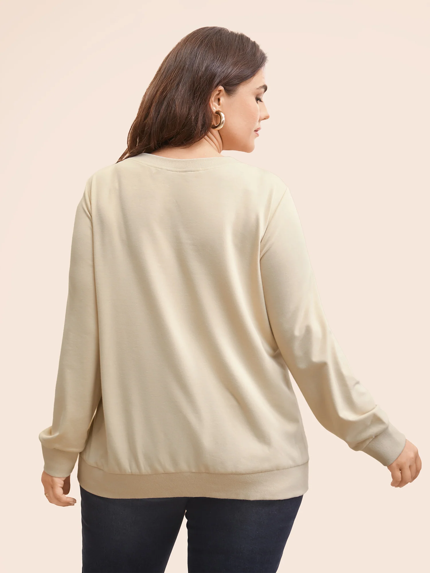 Round Neck Natural Flowers Sweatshirt - Image 3
