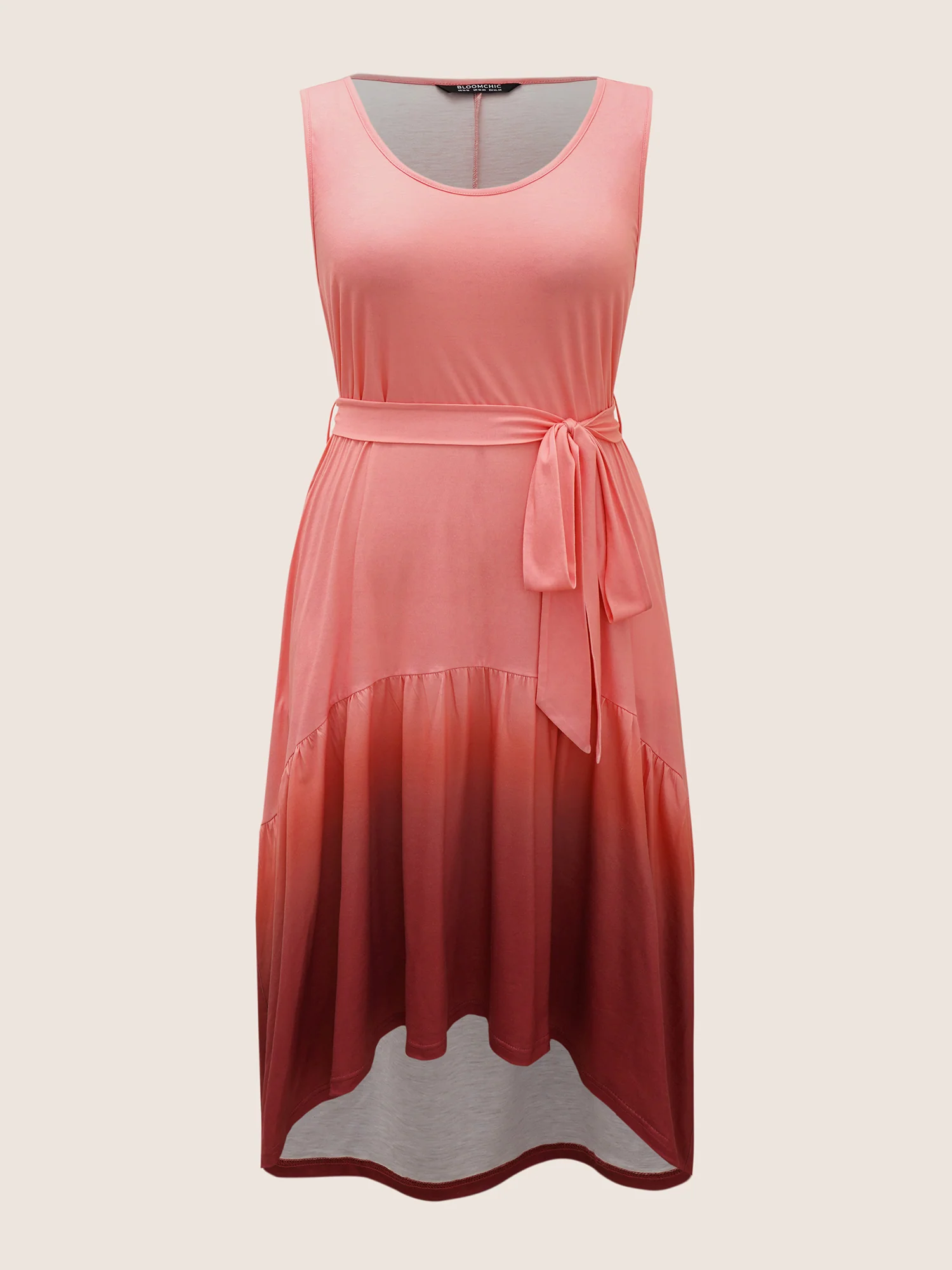 Round Neck Ombre Belted Tank Dress - Image 7