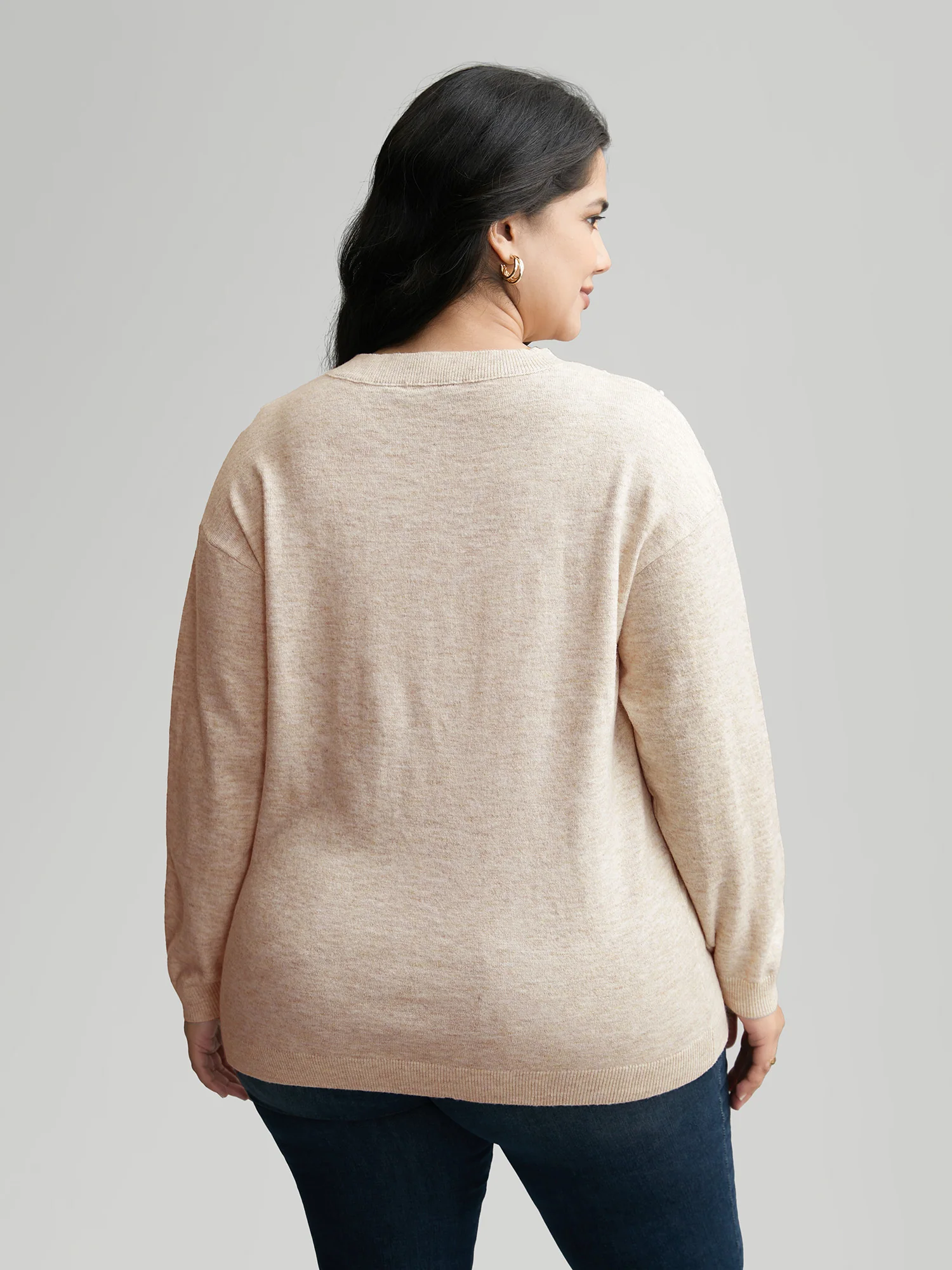 Round Neck Pearl Beaded Pullover - Image 4