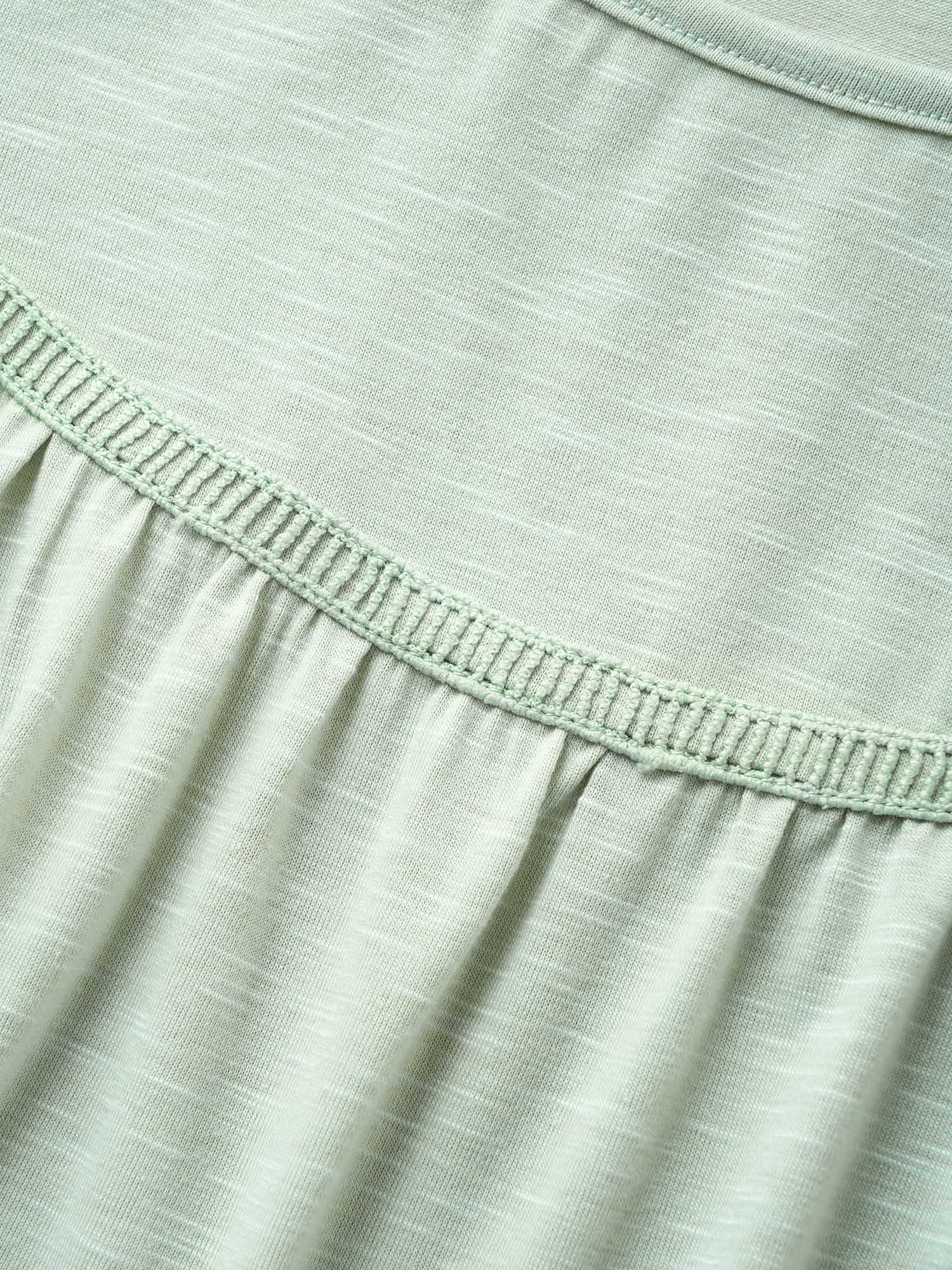 Round Neck Plain Gathered Ruffles T-shirt - Image 5