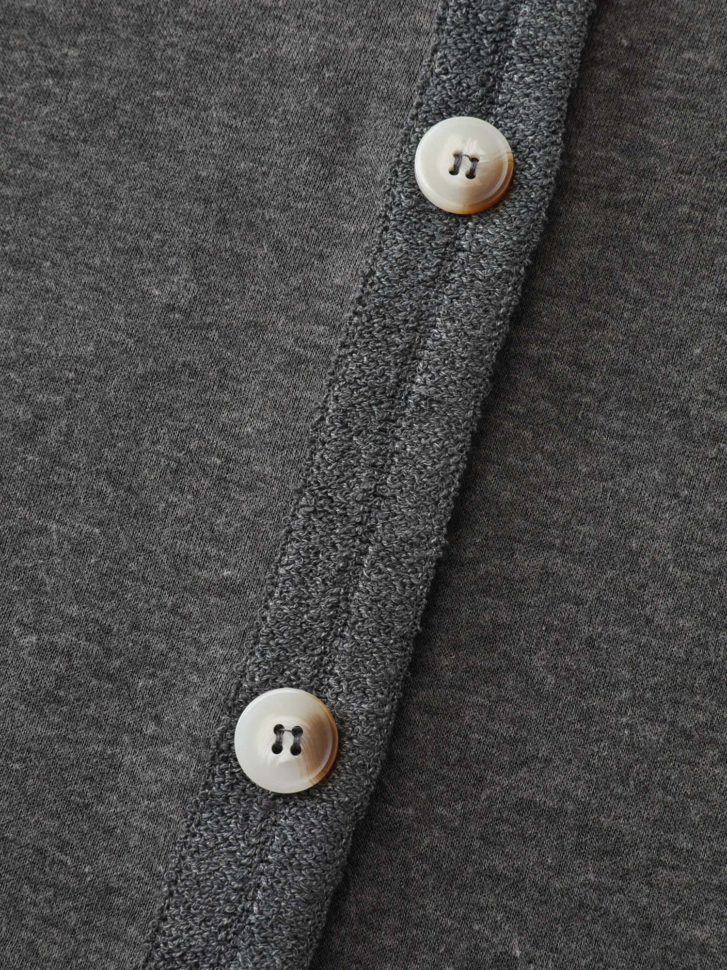 Round Neck Ribbed Hem Button Coat - Image 6