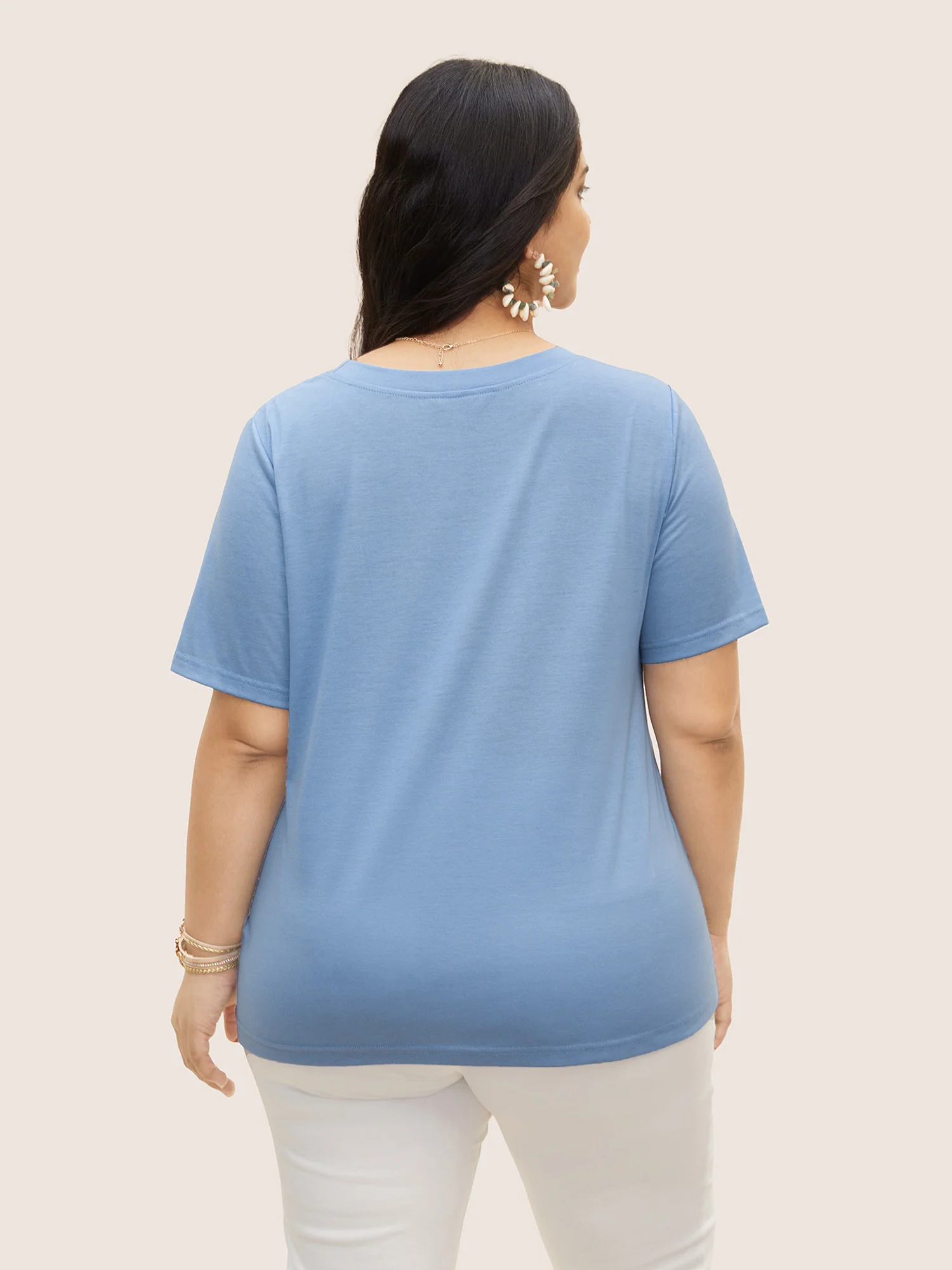 Round Neck Sea Shells Print T-shirt - Image 3