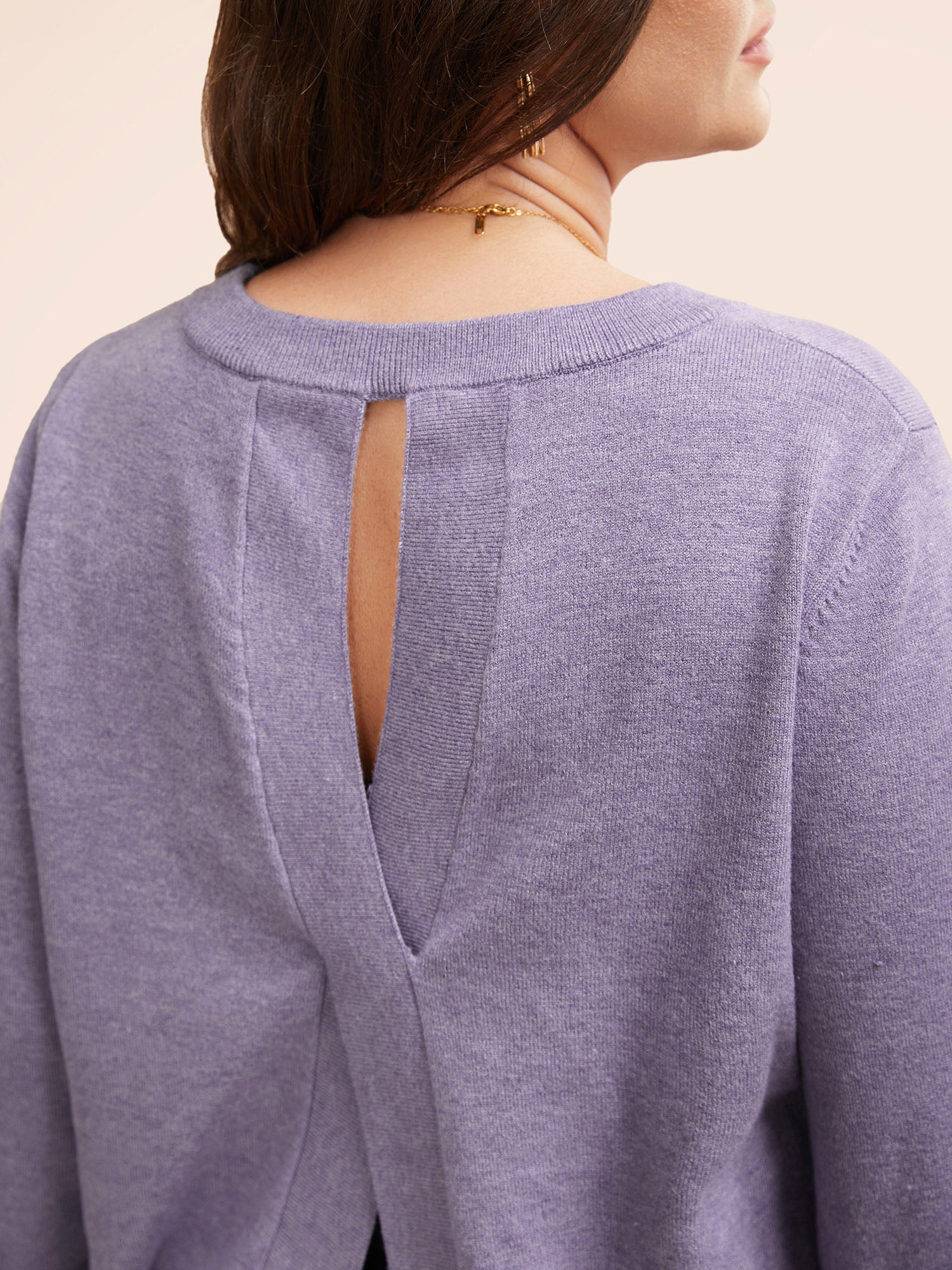 Round Neck Solid Cut Out Pullover - Image 5