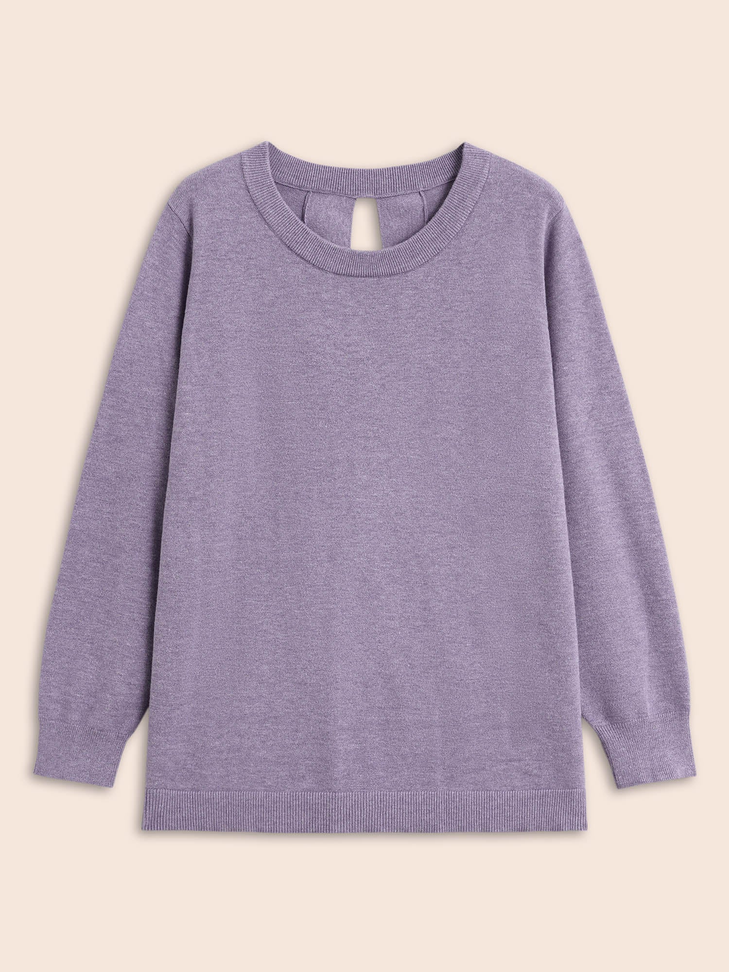 Round Neck Solid Cut Out Pullover - Image 8