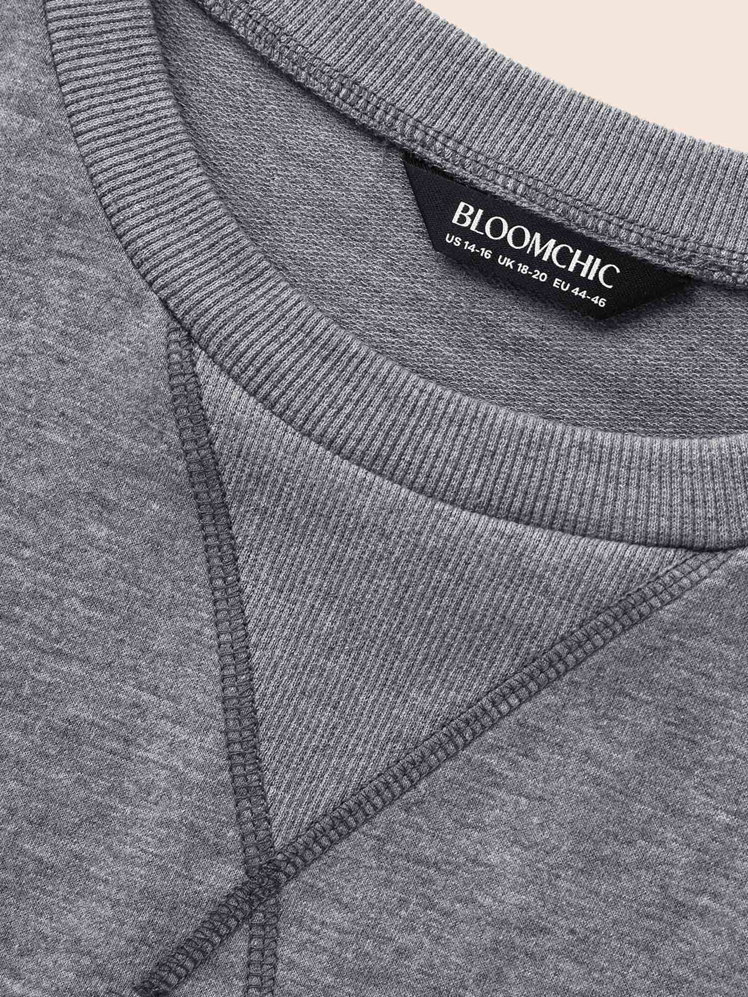 Round Neck Stitch Slightly Stretchy Sweatshirt - Image 5
